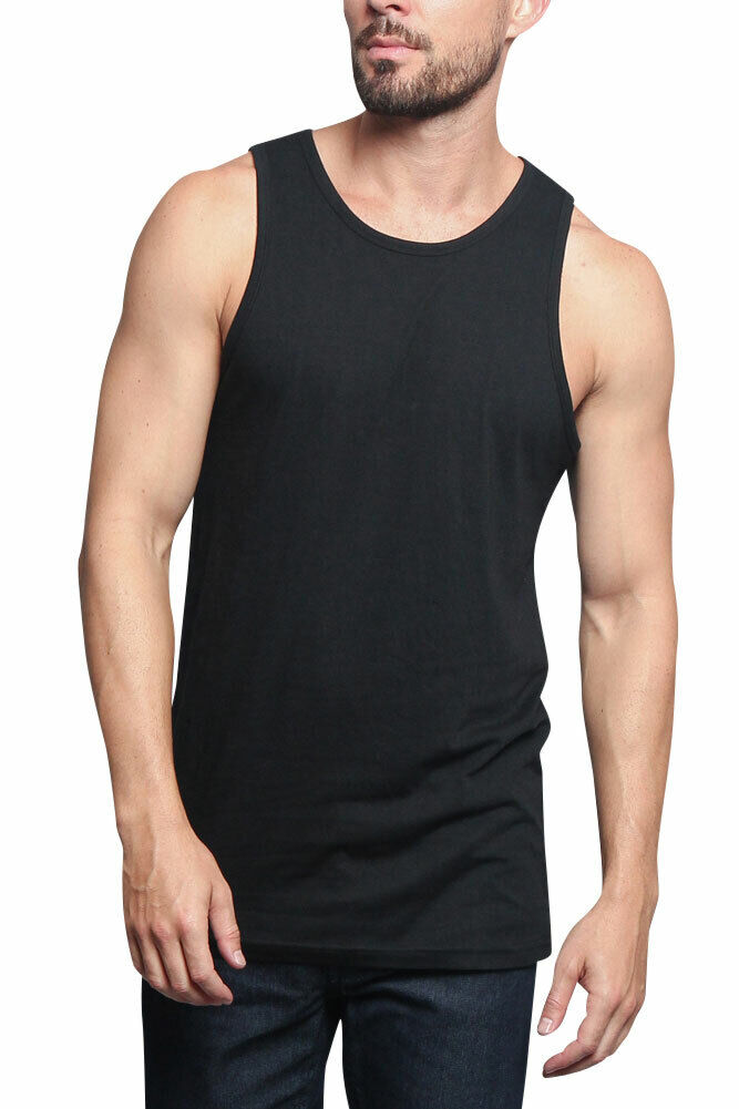 Men's Basic Straight Hem Long Length Tank Top Sleeveless T-shirts  S~5XL  TT60-H