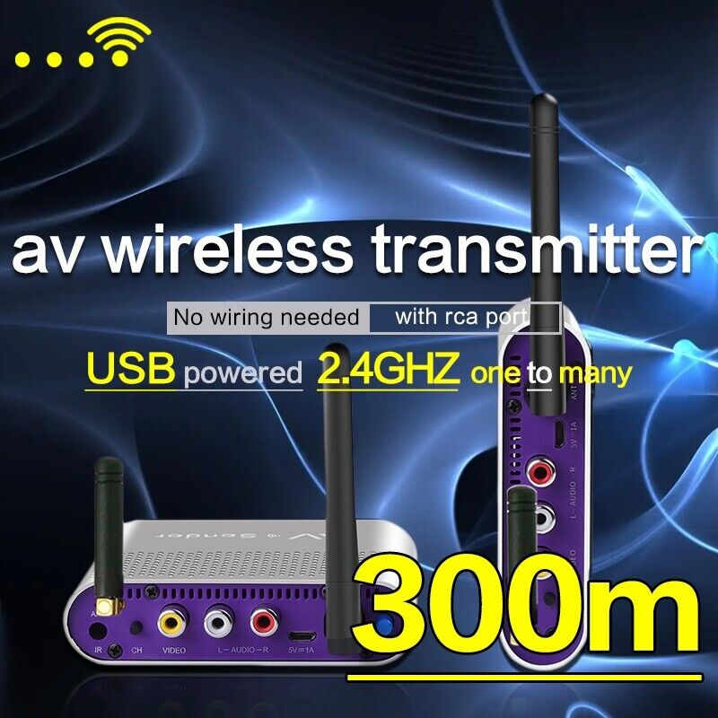 rca wireless AV transmitter 2.4ghz video receiver TV HDTV DVD to wifi extender