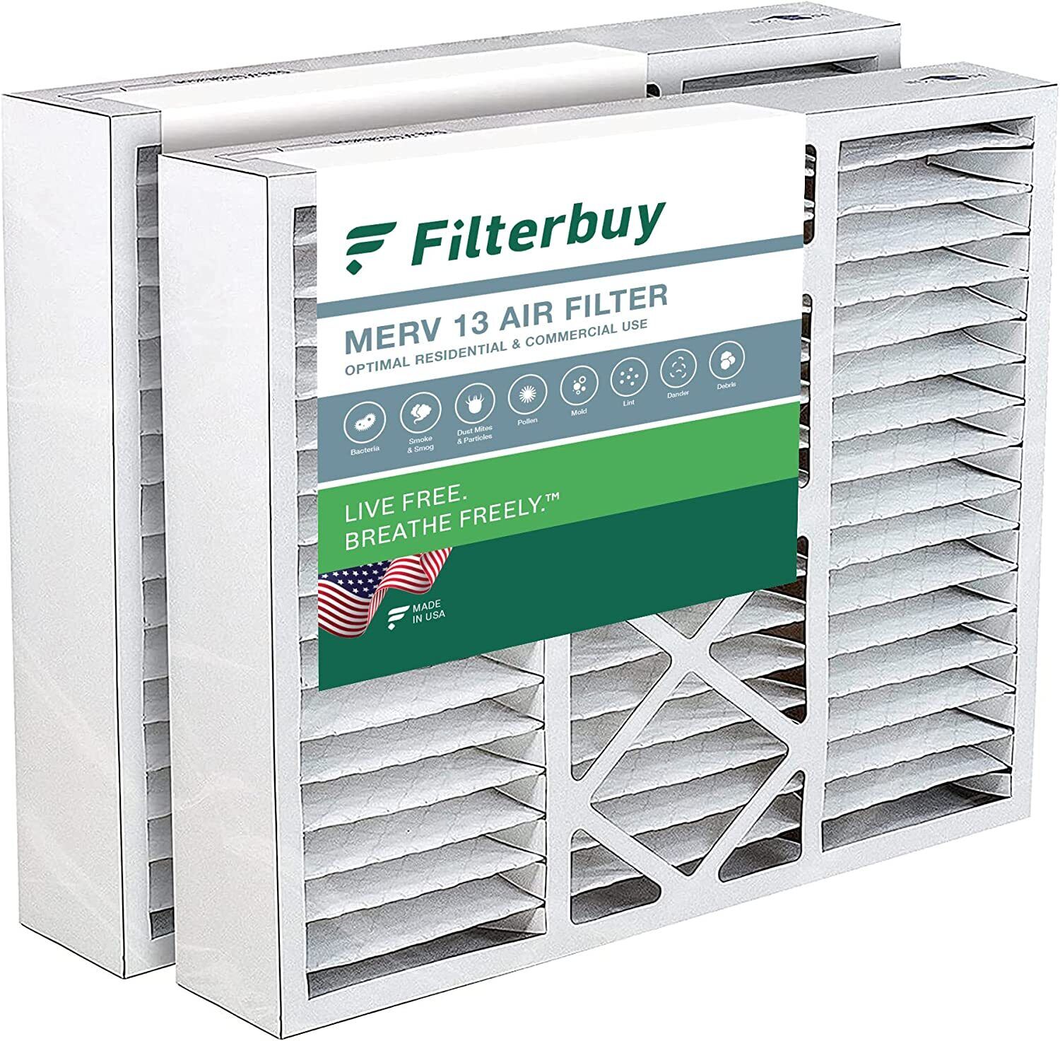 Filterbuy 20x25x5 Air Filters, AC Furnace Replacement for Honeywell (MERV 13)