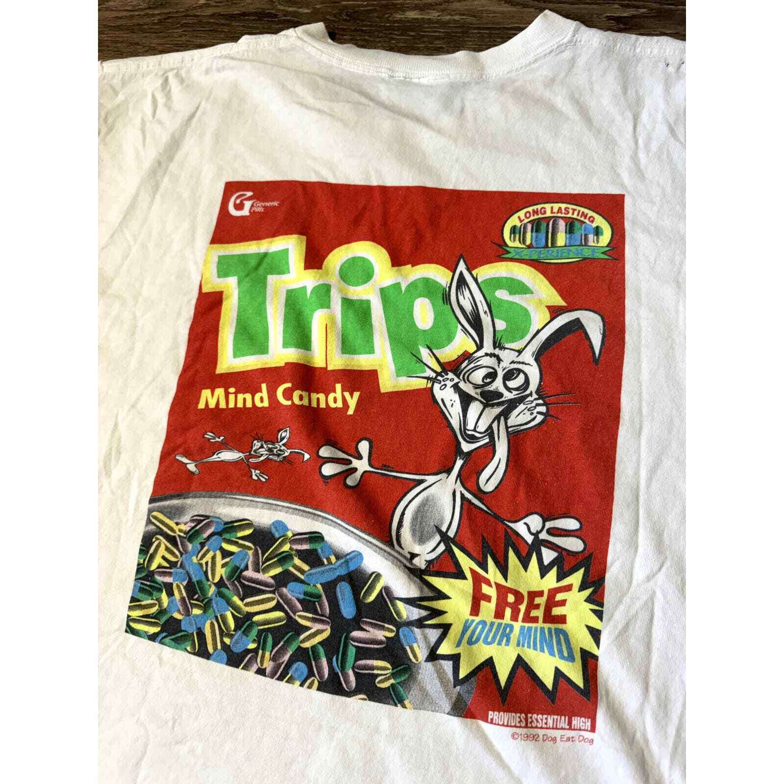 Vintage Trips Trix Cereal Parody Psychedelic Drug Shroom T-Shirt Stoner XL