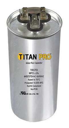 Titan Pro Trcfd455 Motor Dual Run Capacitor, Round, 440/370V Ac, 45/5 Mfd, 4