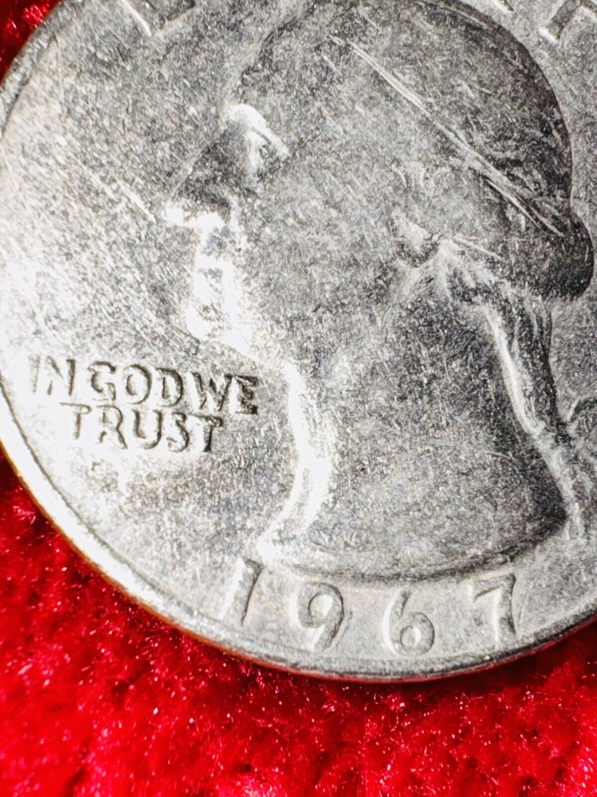 1967 Quarter No mint mark, Rim Lining Error  Letter Errors 