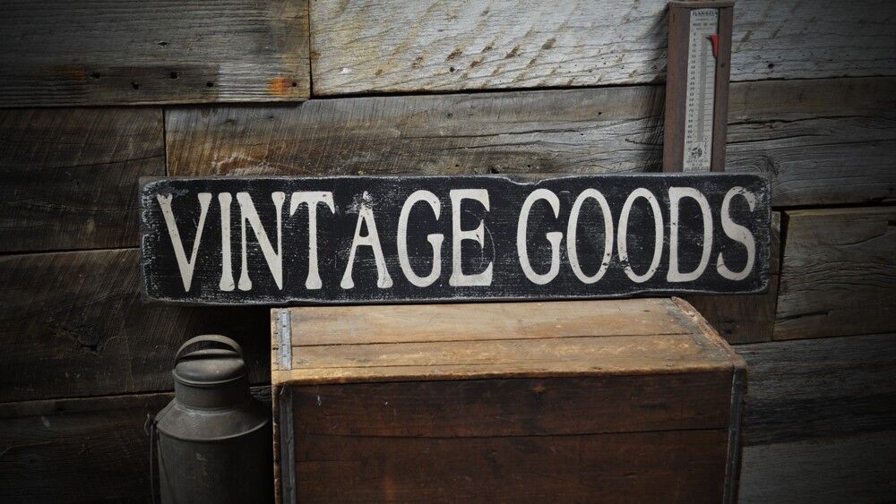 Vintage Goods Distressed Wood Sign - Rustic Hand Made Vintage Wooden
