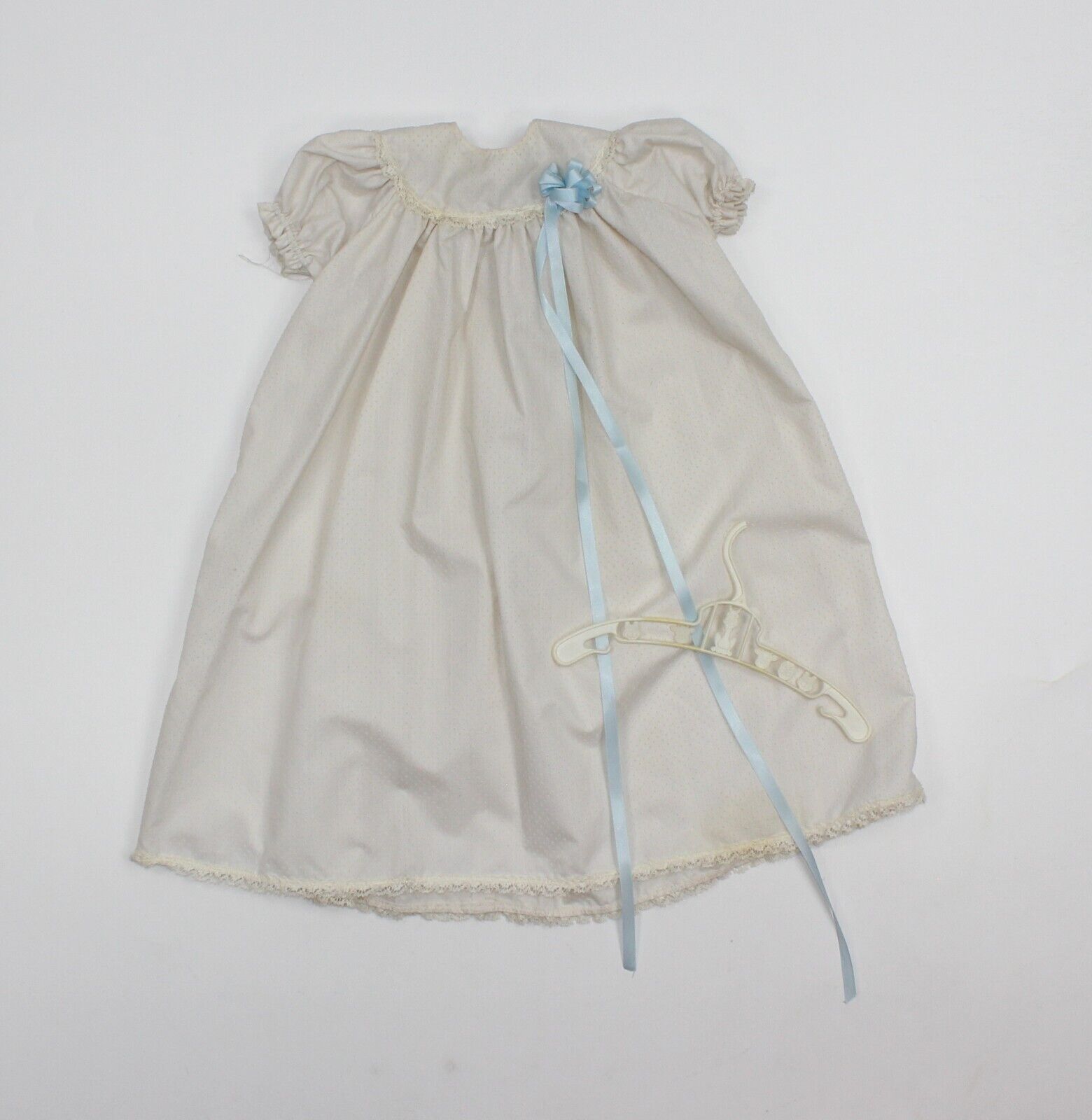 Vintage Gayle Schiller  Baby Dress  W/bow White Polka Dots