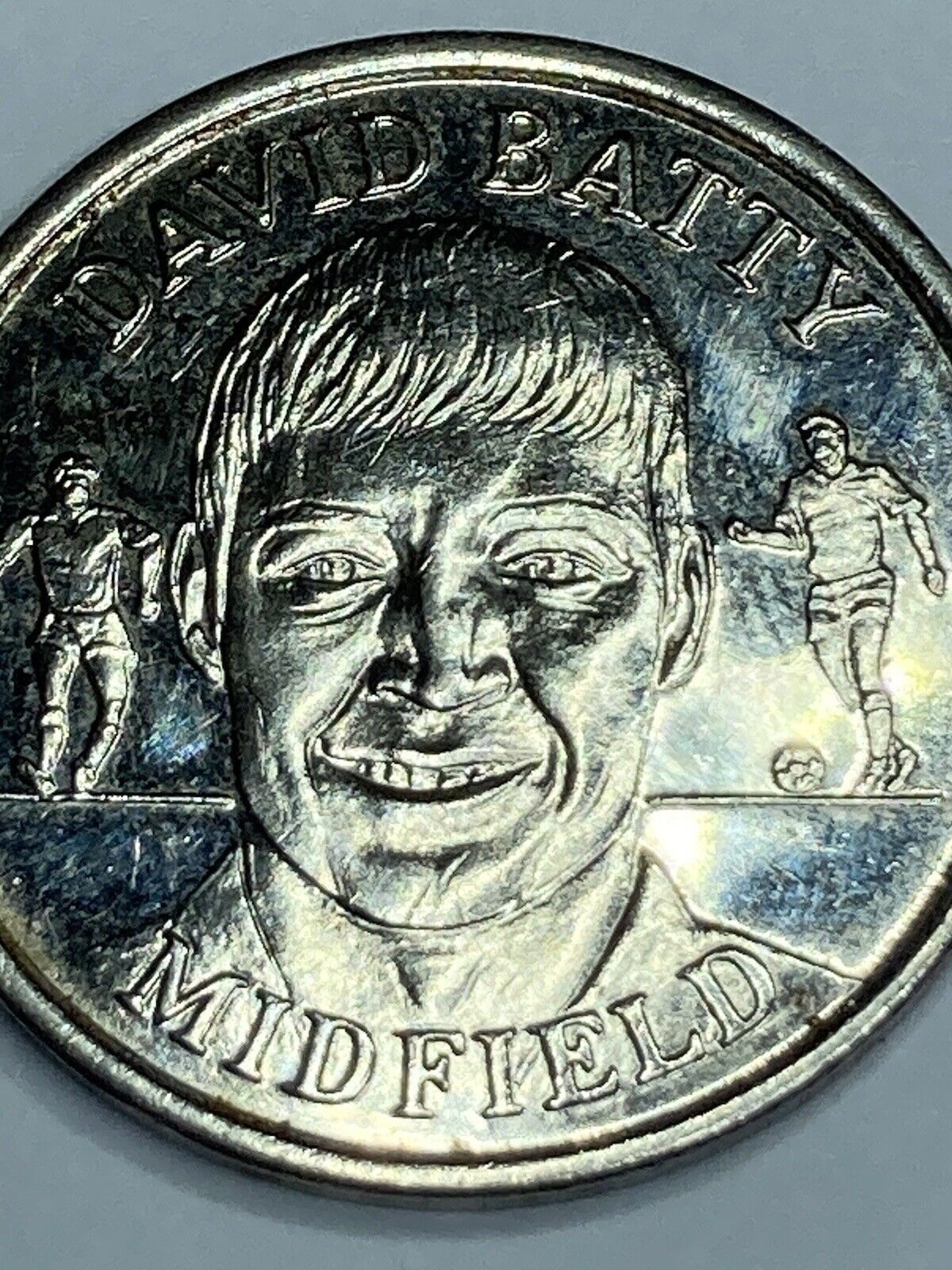 The official England squad 1998 medal collection coin - Midfield David Batty bk1