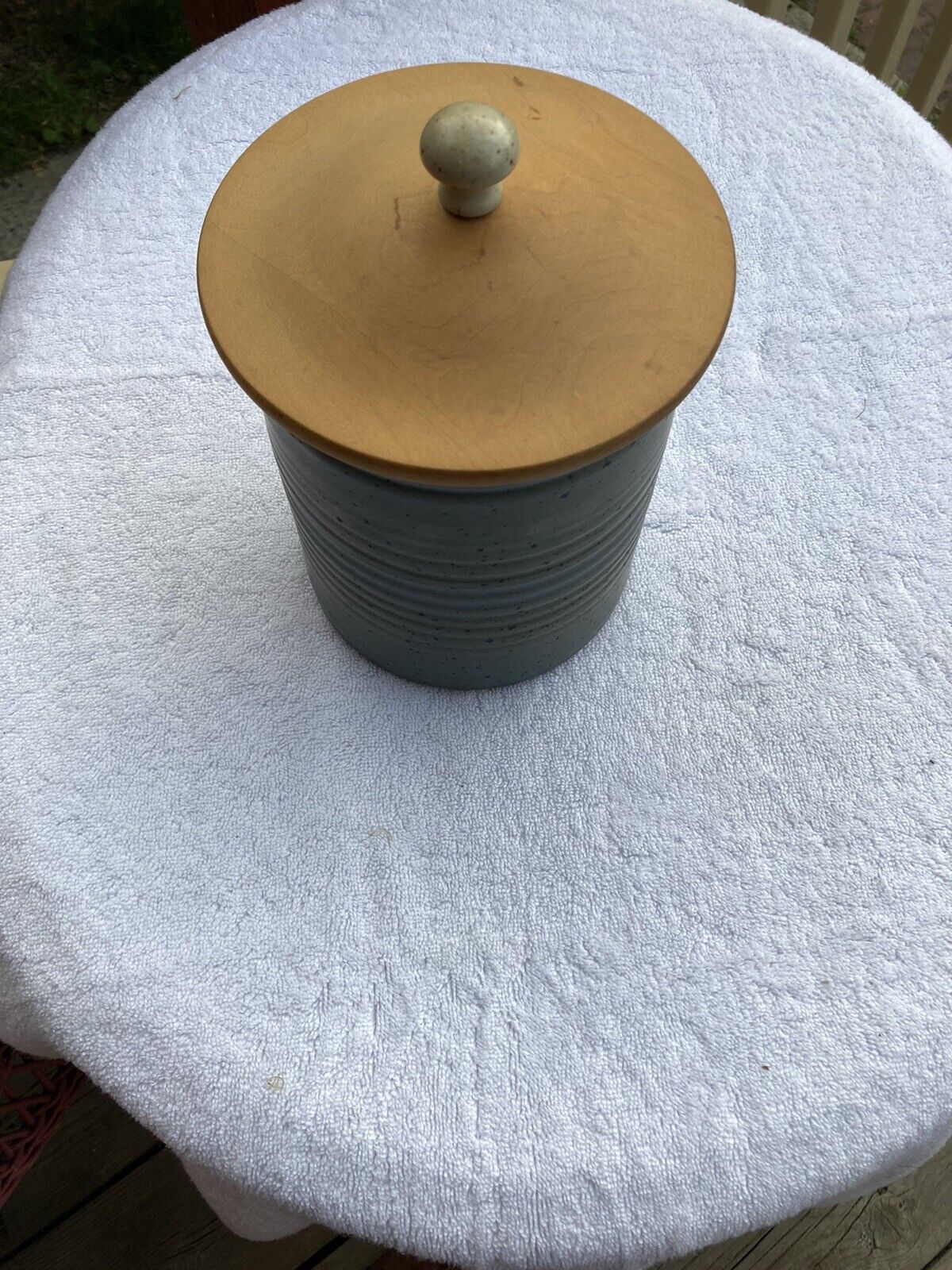 Vintage 2 Piece Hand Made Set Stoneware Canister Dan Weaver Of Maine Kiln Works