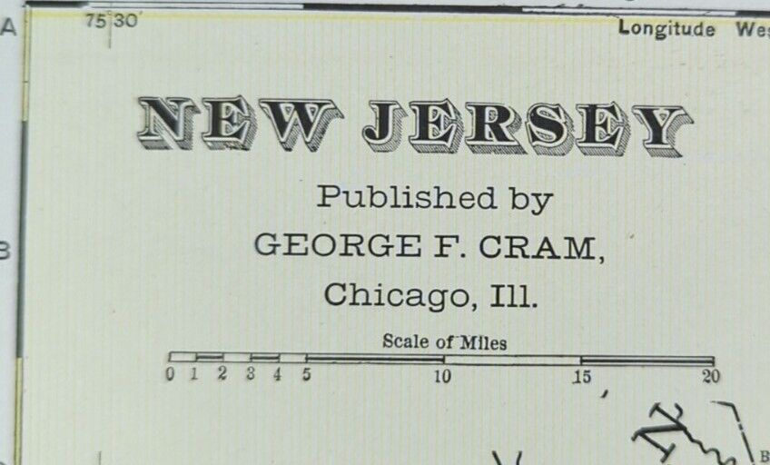 Vintage 1901 NEW JERSEY Map 14\