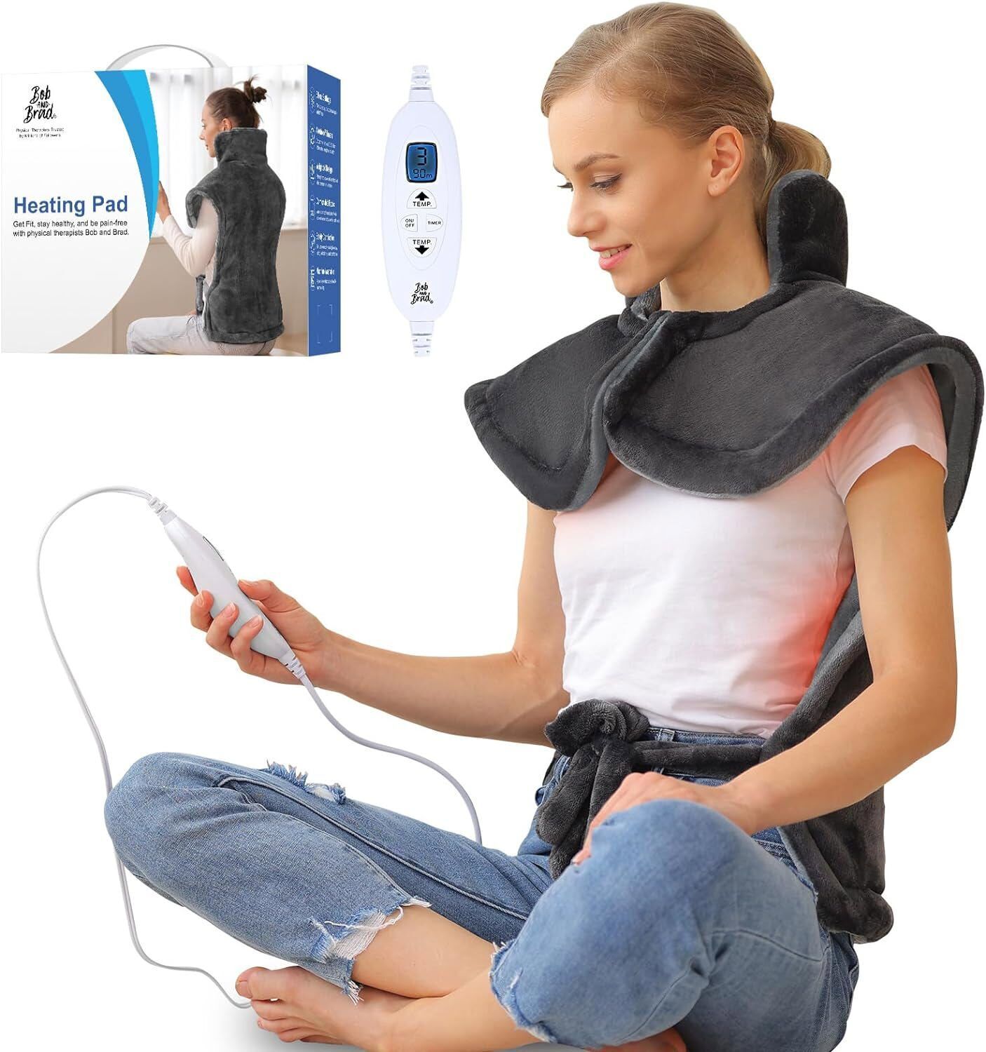 Bob and Brad Weighted Electric Heating Pad for Back Pain Relief Machine Washable