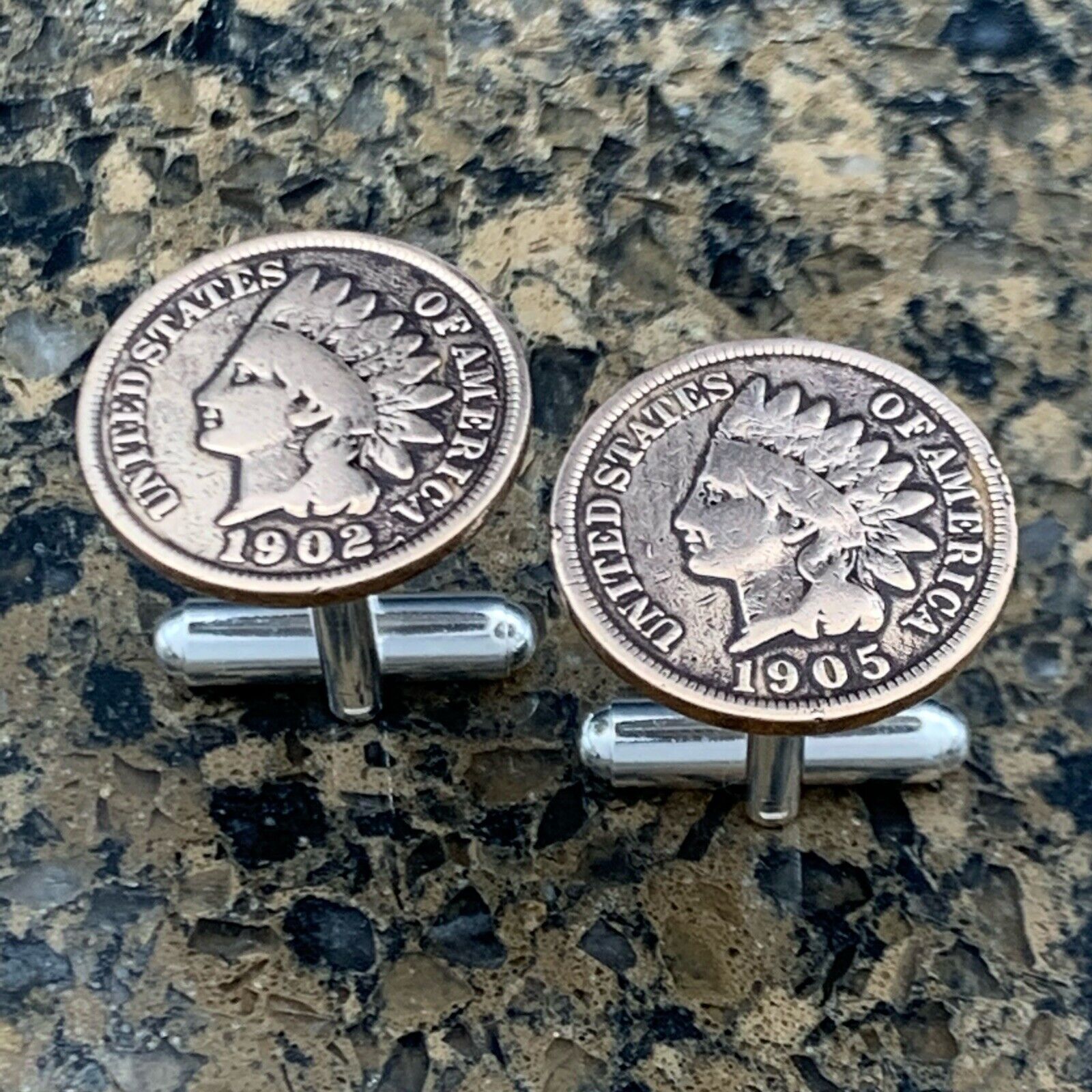New Cufflinks Antique Vintage Indian Head 100 Year Penny Coin Currency Americana