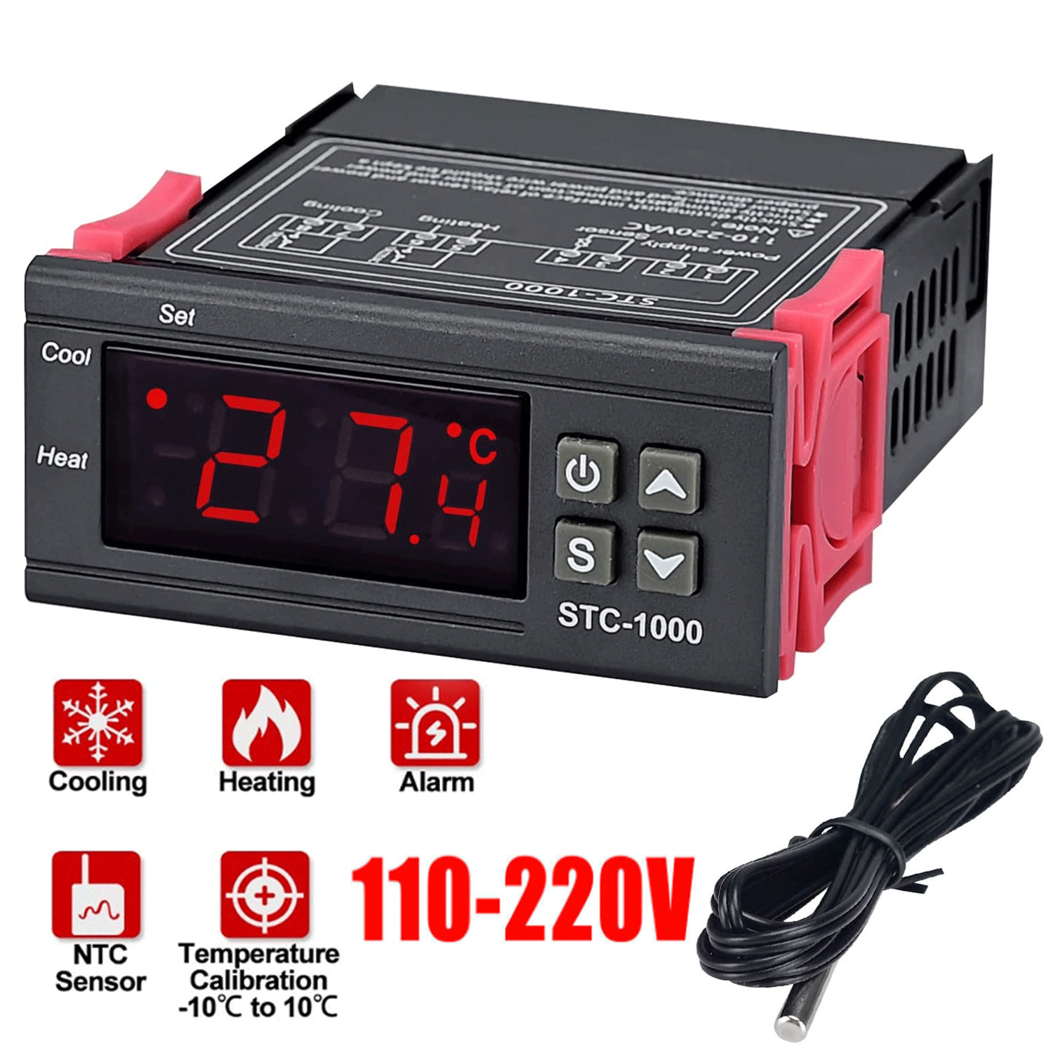 STC-1000 Digital Temperature Controller Thermostat w/ Sensor AC 110V Universal