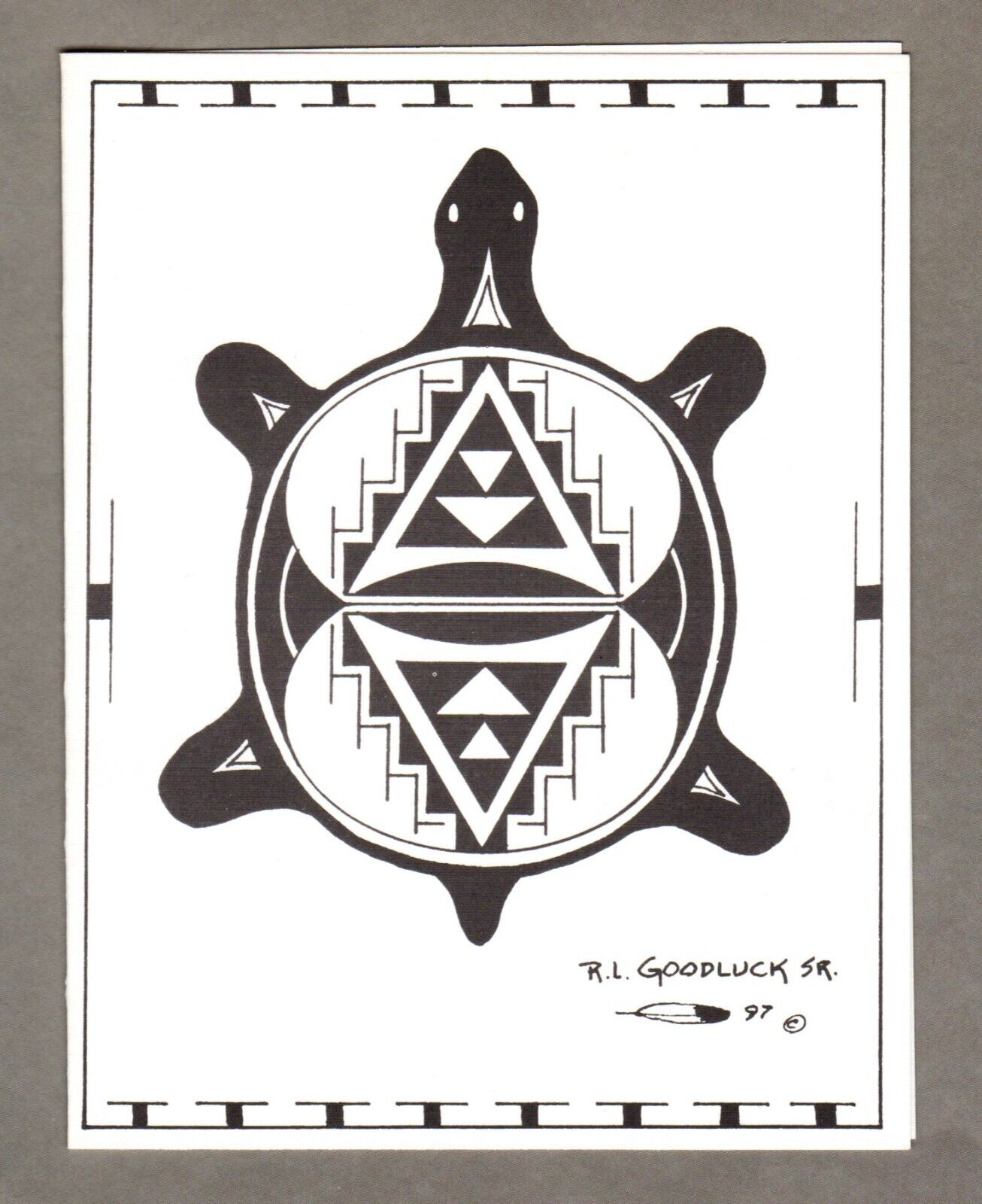 Navajo Turtle Notecard, Robert Lee Goodluck Sr., Blank, Southwest New Mexico Art