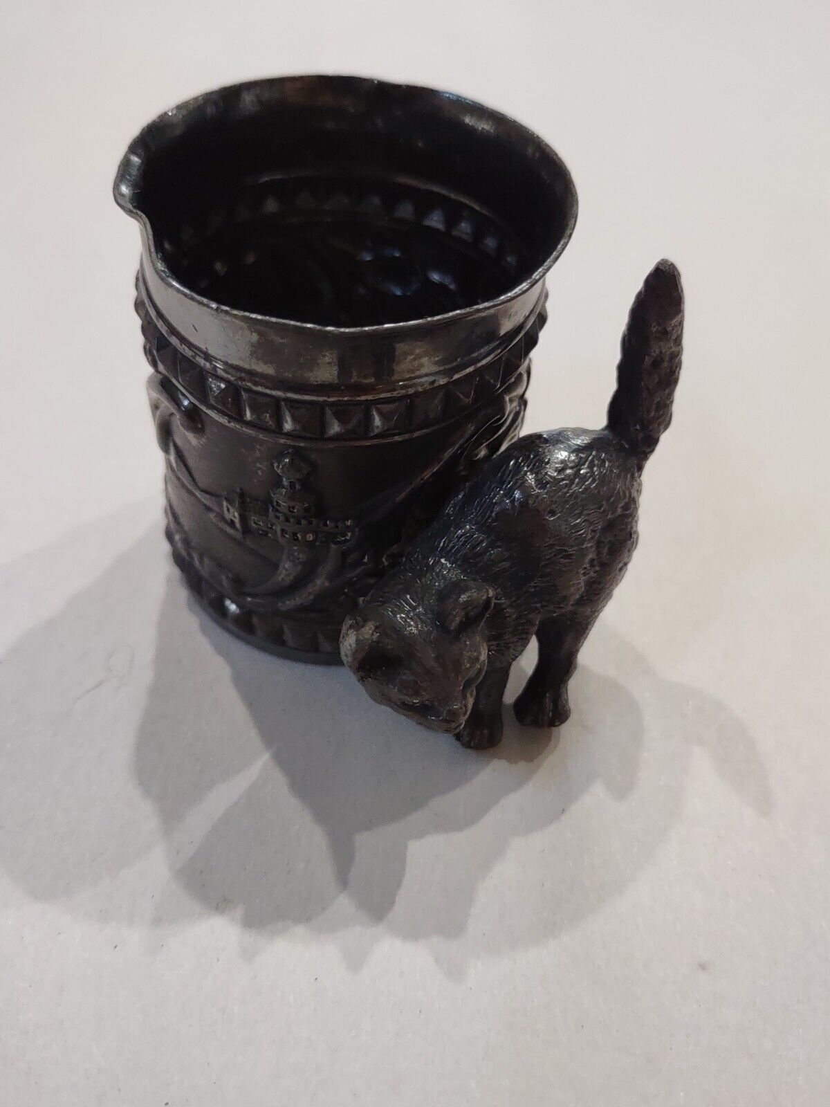 Antique James W. Tufts Quadruple Plated Cat Cup/Holder Gothic 