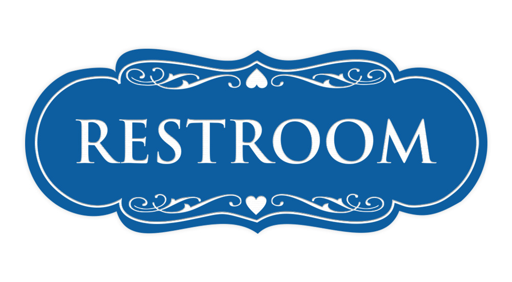 Designer Restroom Sign - Blue - Small