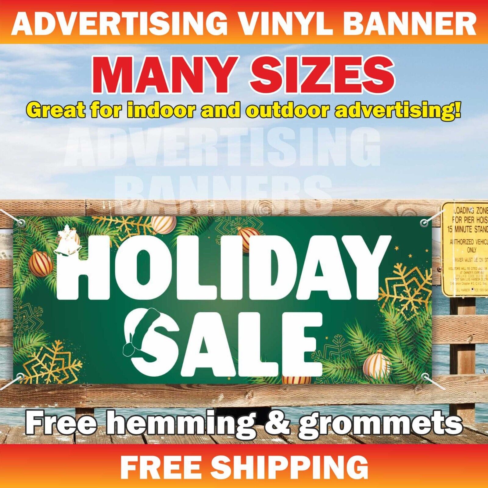 Holiday Sale Advertising Banner Vinyl Mesh Sign Merry Christmas Xmas New Year