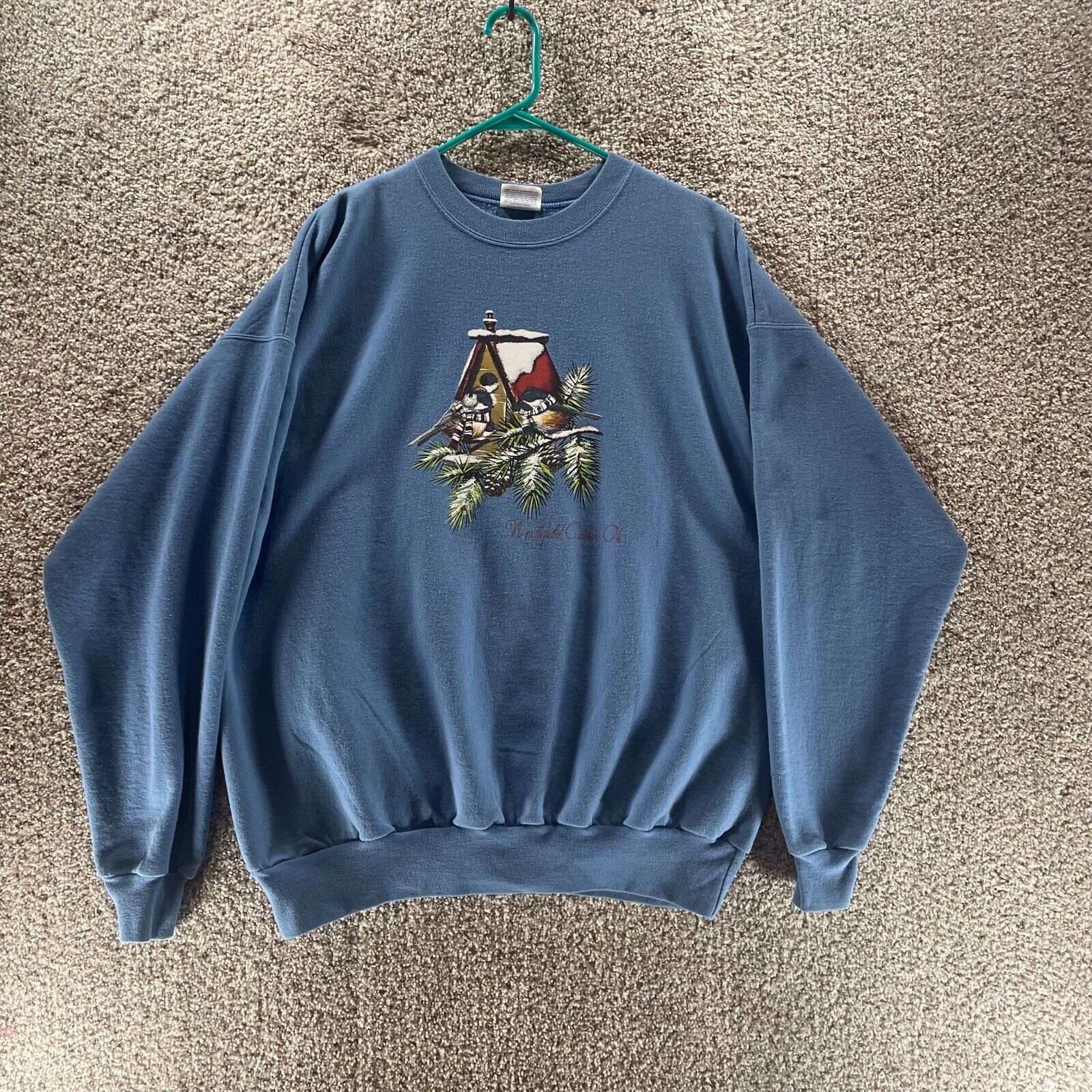 Vintage Northfield Center Ohio Sweatshirt Adult Extra Large Blue Pullover Nature