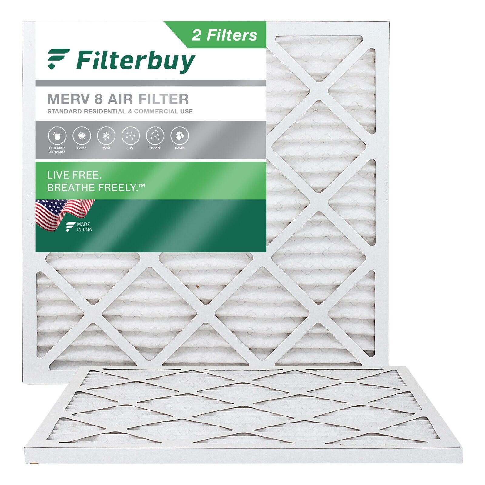 Filterbuy 20x20x1 Pleated Air Filters, Replacement for HVAC AC Furnace (MERV 8)