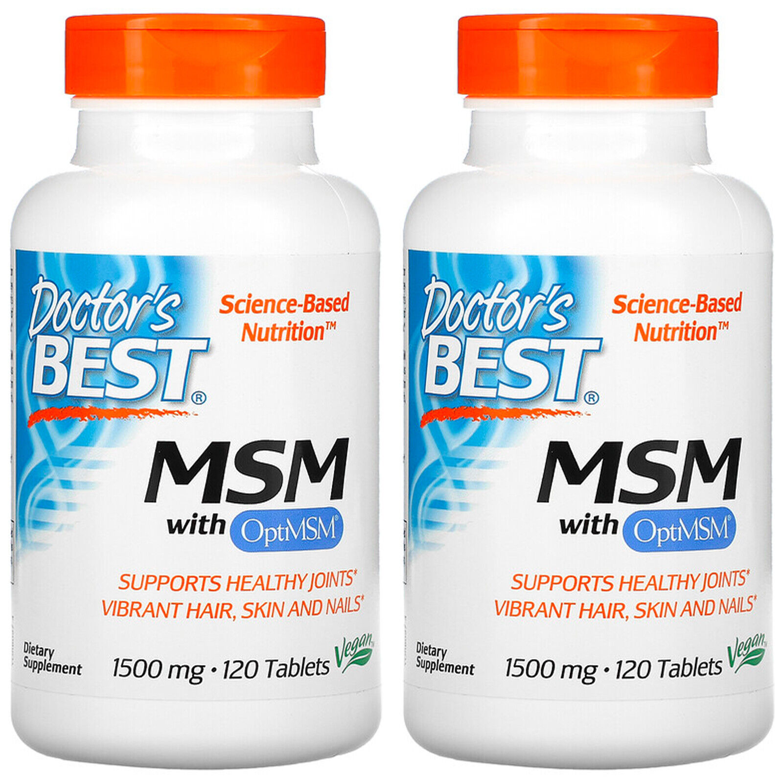 Doctor's Best, (2 Pack) MSM with OptiMSM, 1,500 mg, 120 Tablets