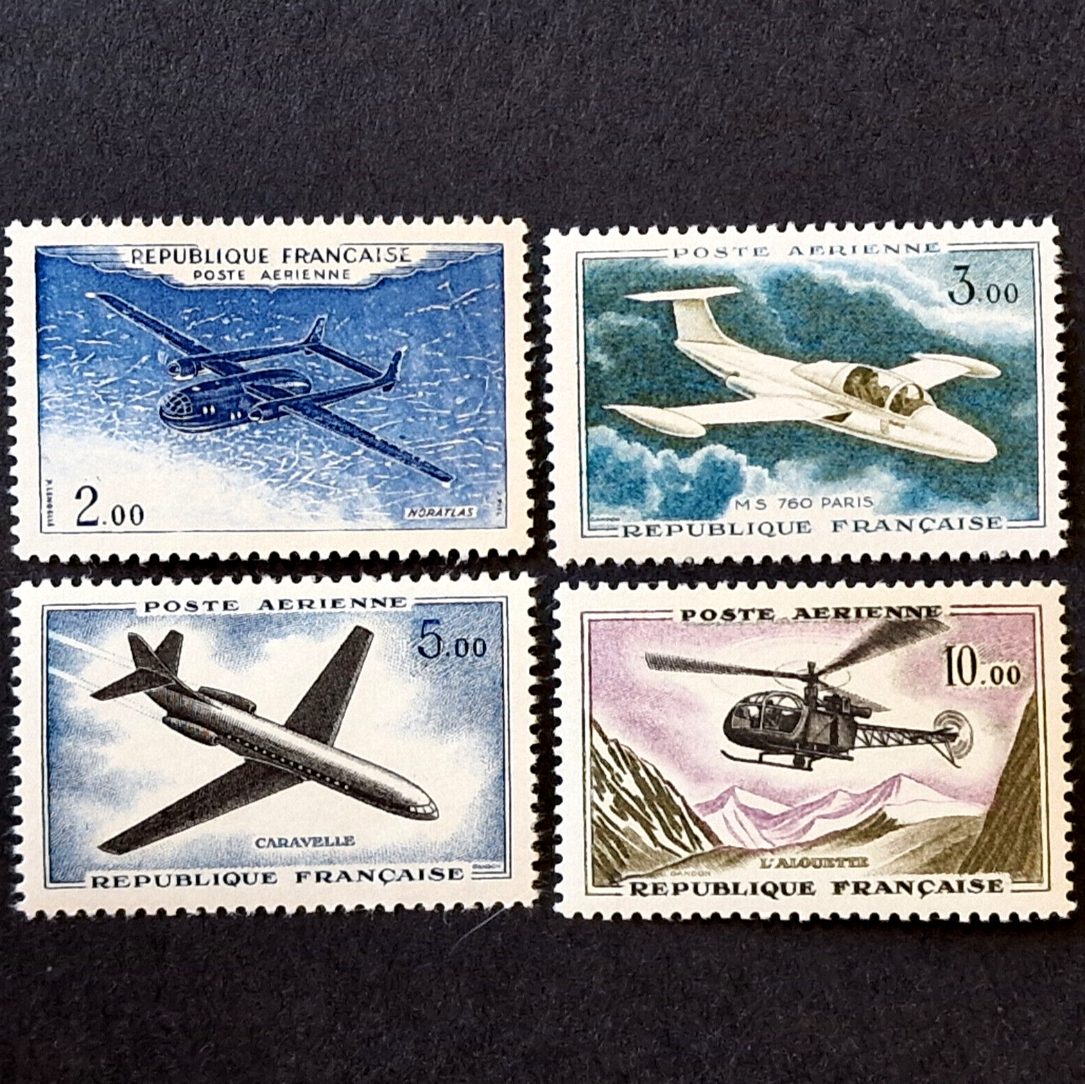 France 1960 - Air Mail - Planes - Aviation - 4 Stamps Full Set - Scott $19.45