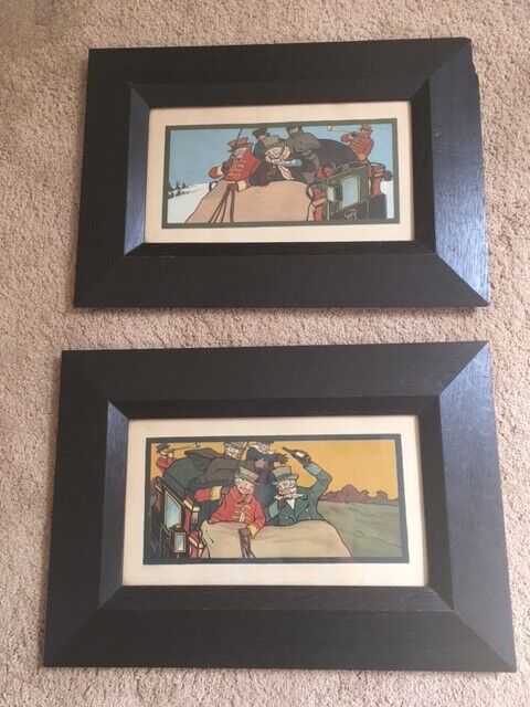 Fabulous Pair of Paintings. Royal British Mail Coach Service  1800s REDUCED