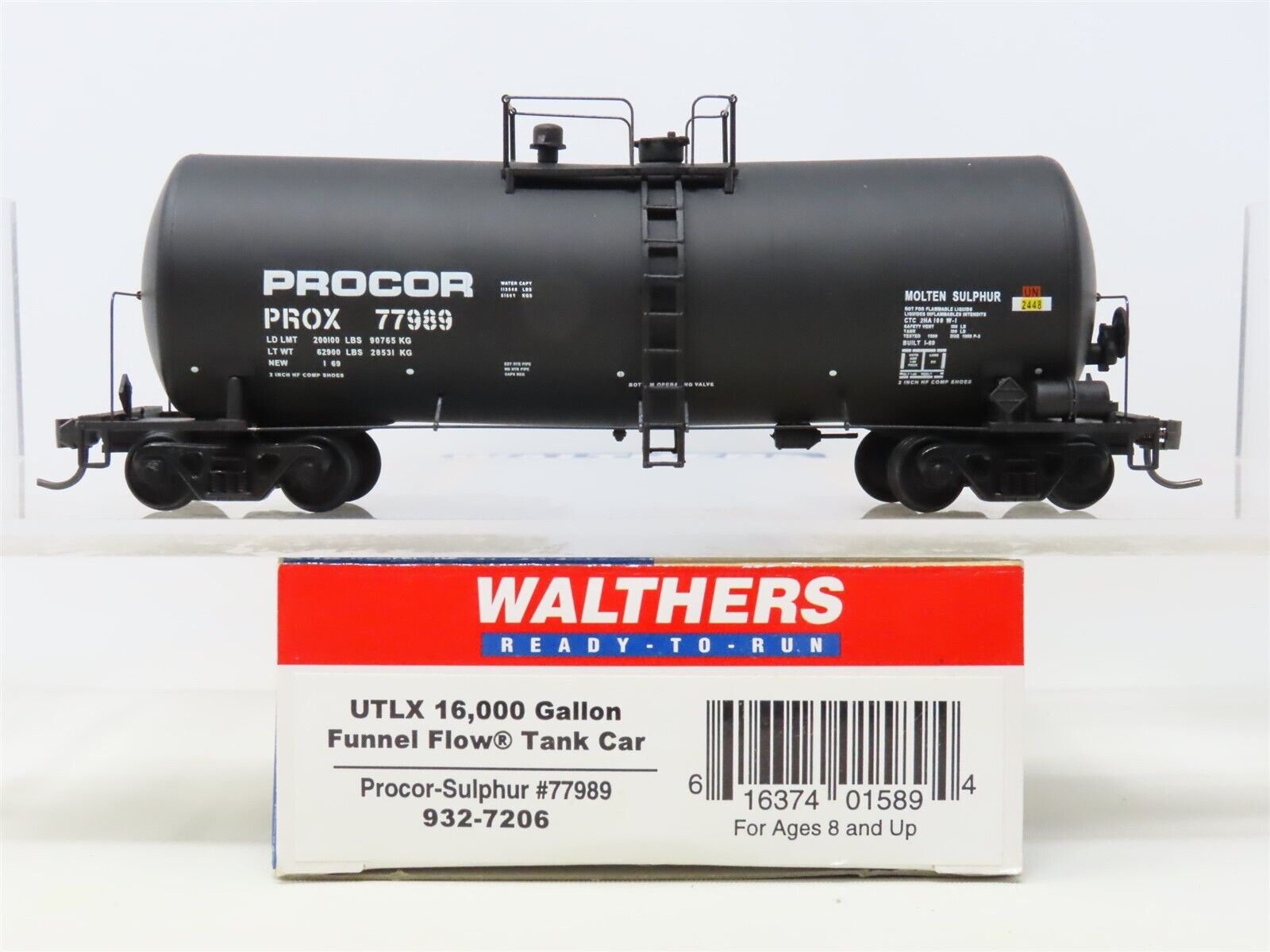 HO Scale Walthers 932-7206 PROX Procor Funnel Flow Tank Car #77989