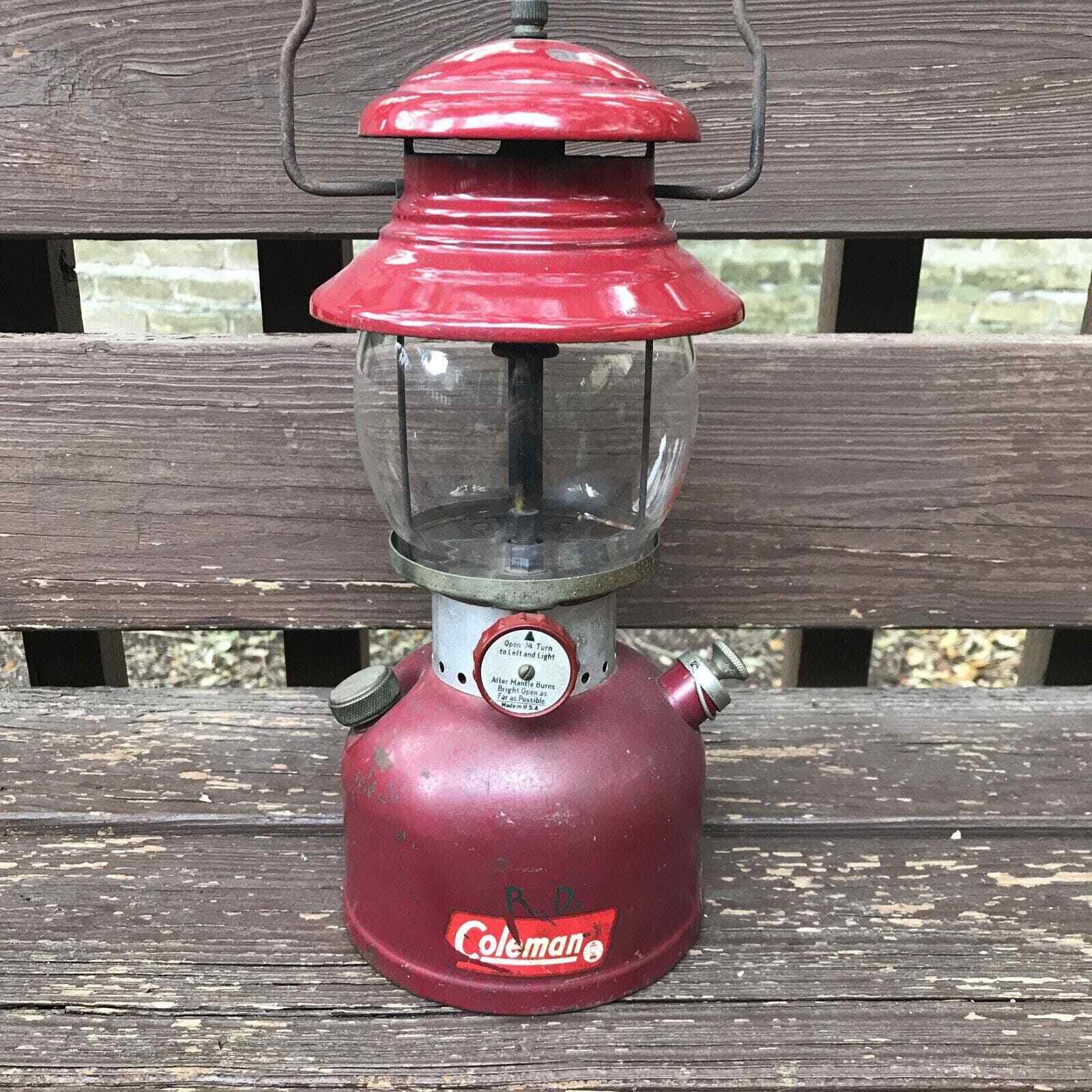 Vintage Coleman 200a Red Lantern 9/61 Original Pyrex Globe