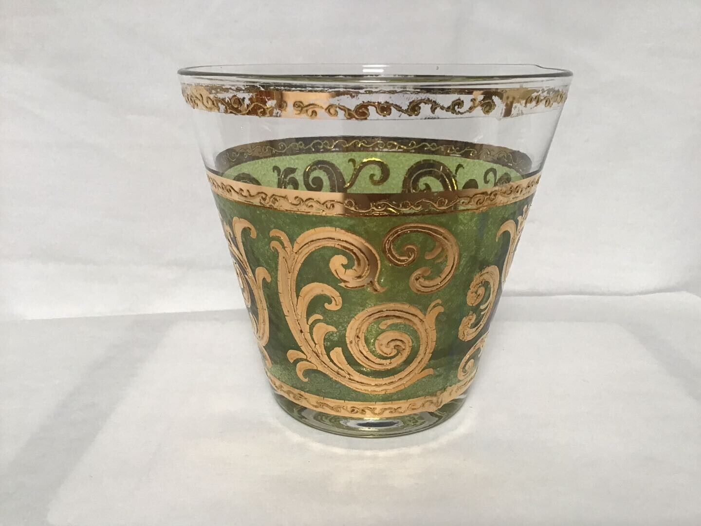 DD6 Vintage Antique Classic  1950\'s Culver Toledo Green Gold Ice Cocktail Glass