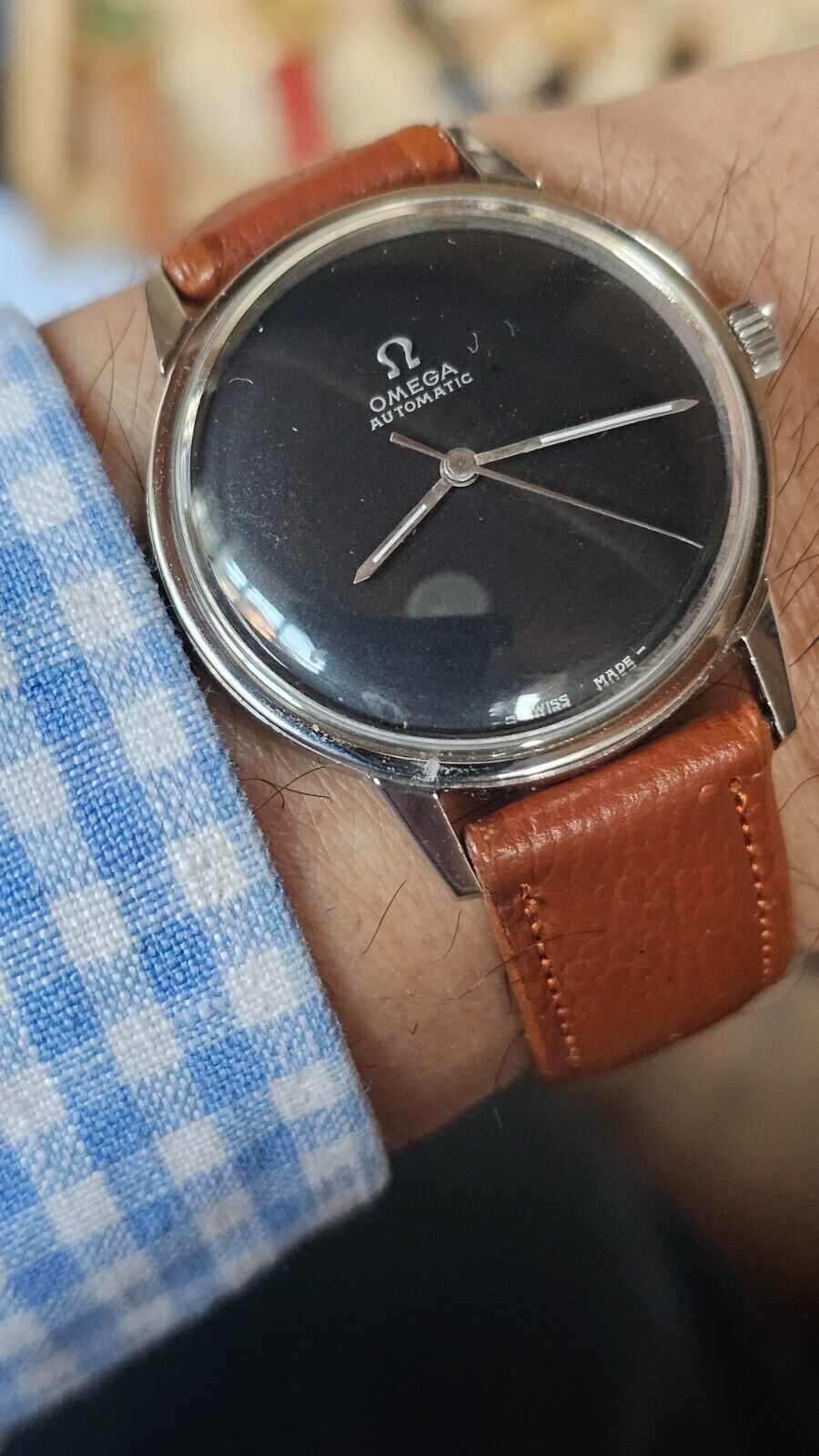 Vintage Omega Black Dial Men\'s Automatic Watch 1966