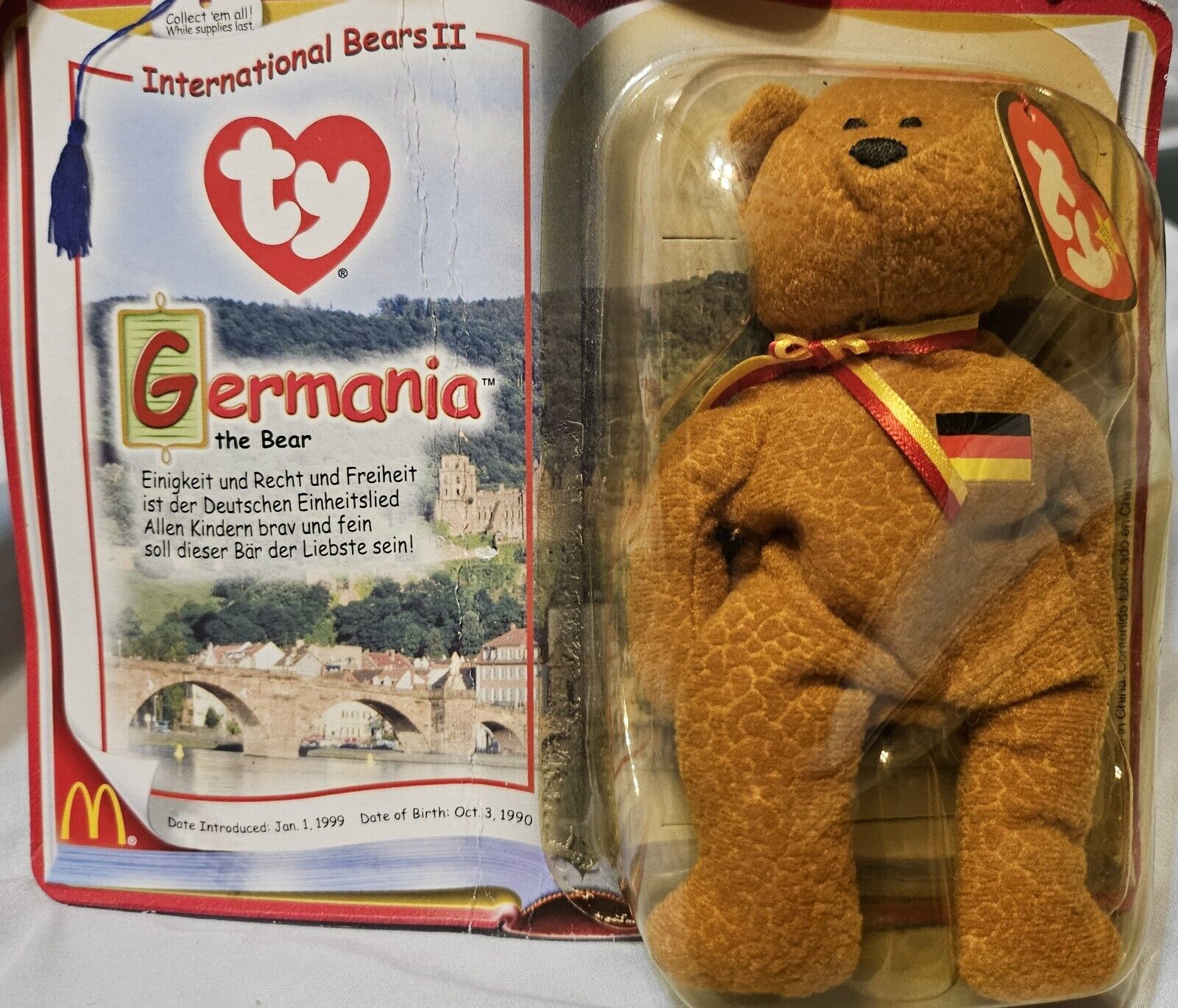 TY Teenie Beanie Babies Germania The Bear 1999 McDonald’s Imternational Bears II