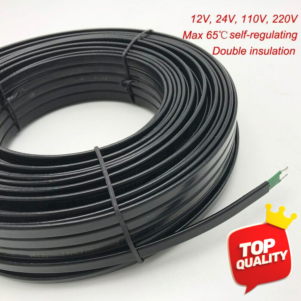 12/24/110/220V Self Regulating Heating Cable Electric Wire Pipe Frost Protection