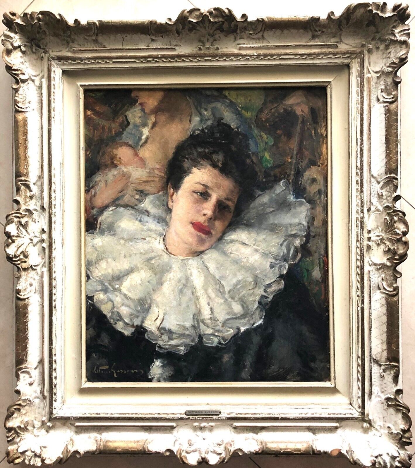 Original Vittorio Gussoni (1893 – 1968) Woman’s Portrait Oil on Panel