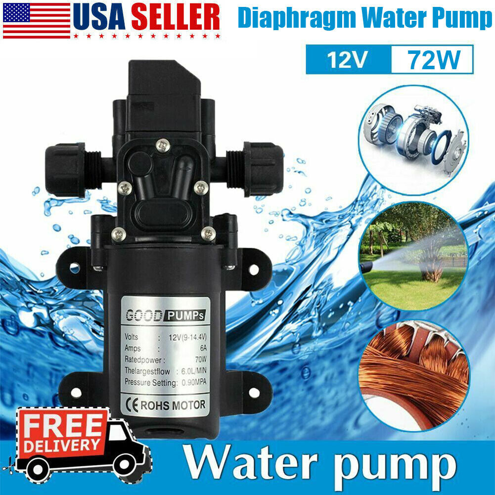 12V Water Pump 130PSI Self Priming Pump Diaphragm High Pressure RV Auto Switch