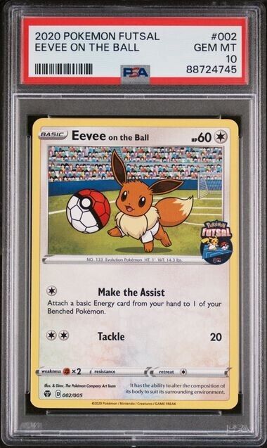 PSA 10 GEM MINT Eevee on the Ball Futsal Soccer 2020 Pokemon Card 002 US SELLER