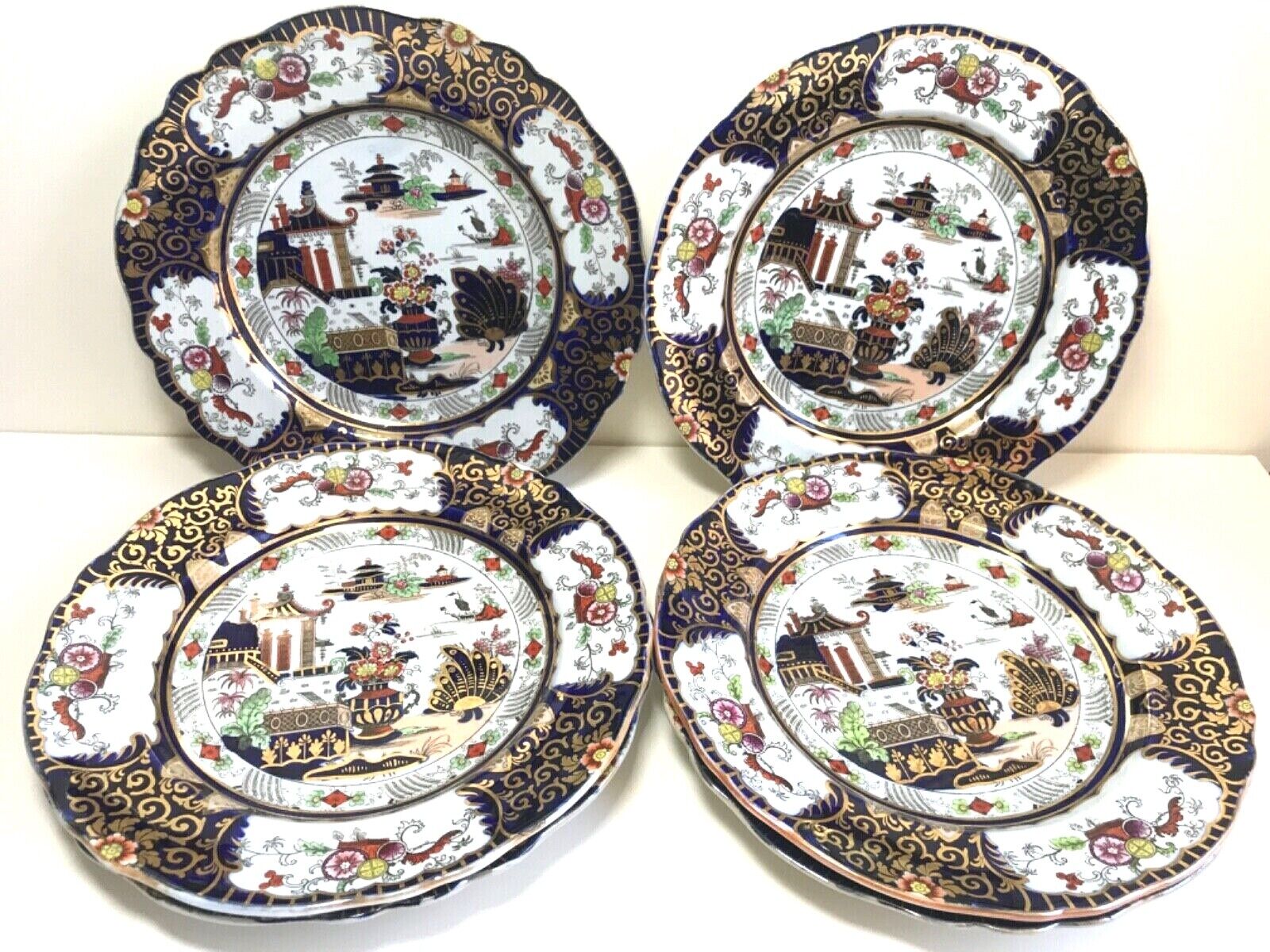 Set 6 John RIDGWAY IMPERIAL STONE Chinoiserie T.C. Brown Westhead Moore Co Plate
