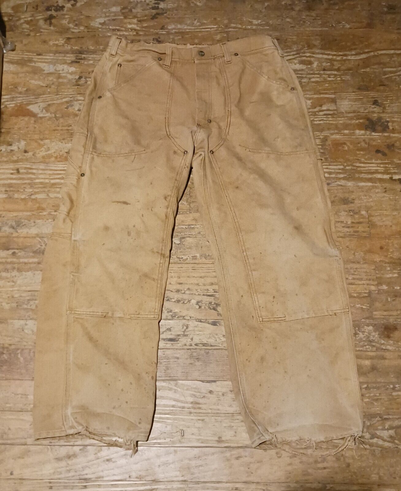 Vintage Lee canvas work pants Jeans double knee Sanforized Sz 32 Carpenter 60s