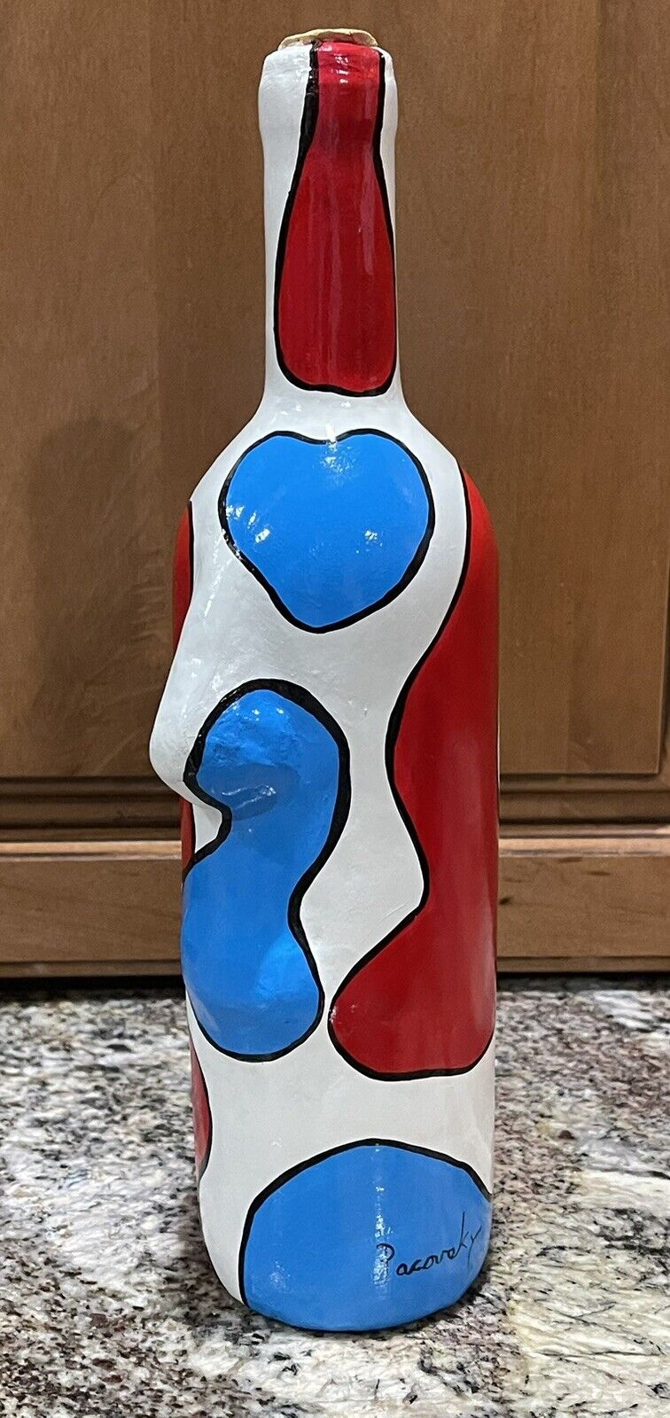 John Pacovsky OOAK Hand Painted Absolut Vodka Face Sculpture Painting Bottle Art