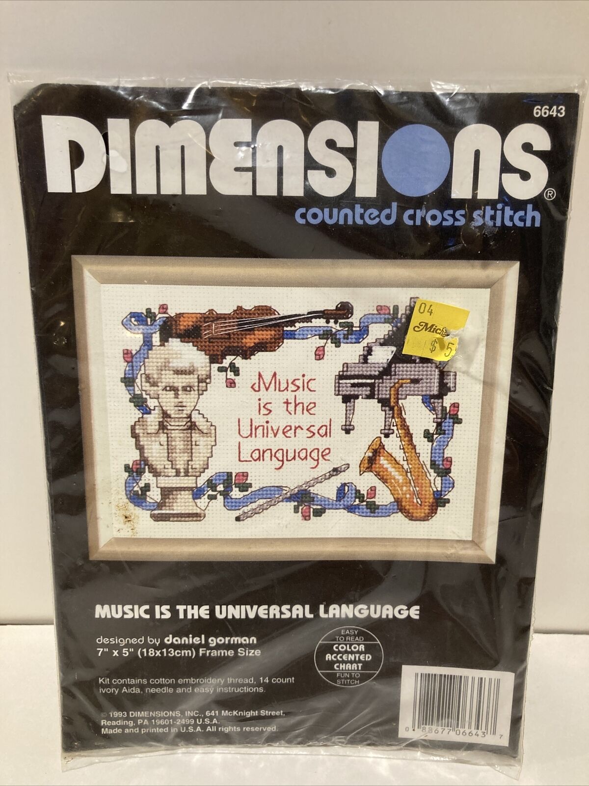 Dimensions Counted Cross Stitch Kit 6643 Music is the Universal Language 1993