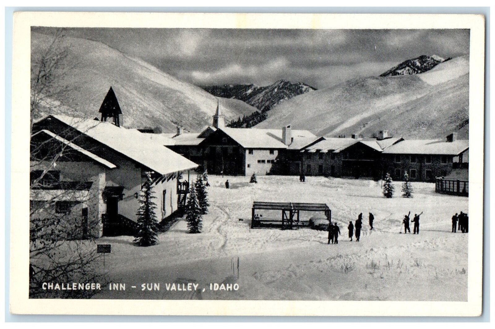 c1940\'s Challenger Inn Snow-Capped Scene Sun Valley Idaho ID Unposted Postcard