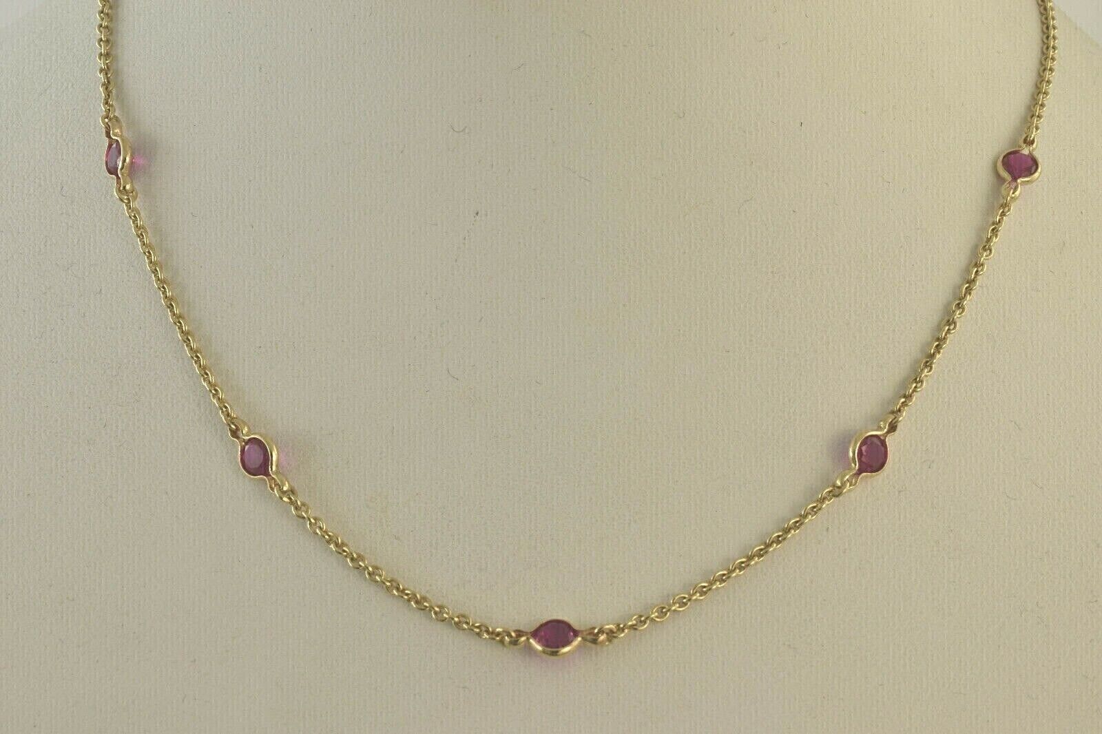 0.55Ct Round Cut Natural Red Ruby In 14K Yellow Gold Women\'s Gift Yard Necklace
