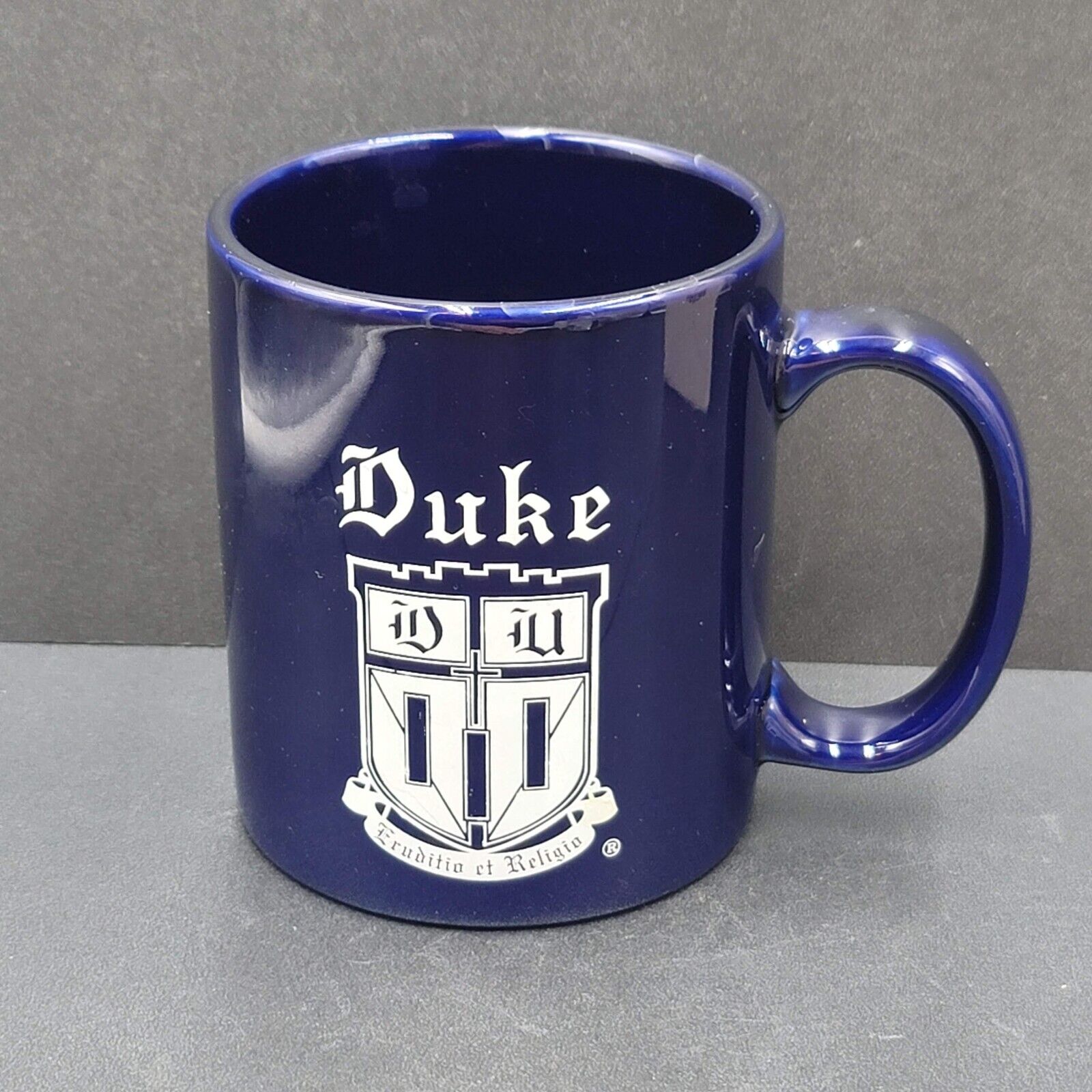Duke University Coffee Mug Cup Cobalt Blue White Shield Eruditio Et Religio