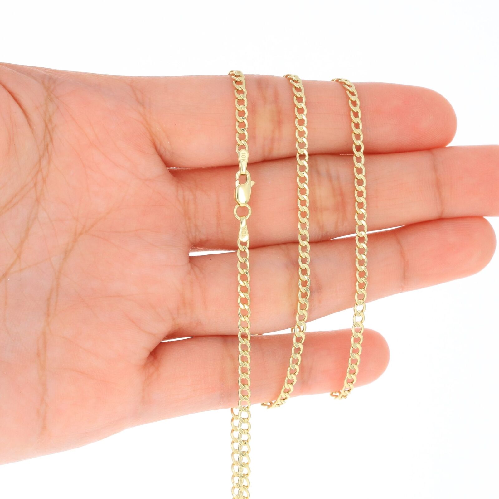 10K Yellow Gold 2mm-7.5mm Curb Cuban Chain Link Necklace or Bracelet 7\