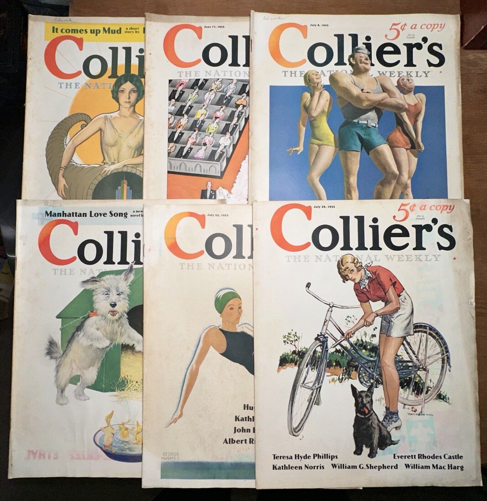 Antique 1933 Lot Of 6 Collier’s Magazines Complete Great Ads Stories Covers