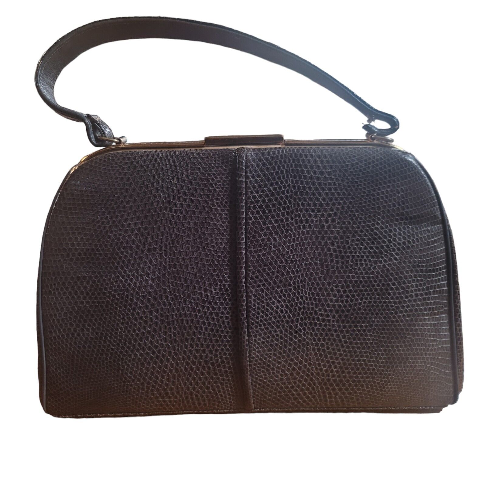 Vintage Saks Fifth Avenue Snakeskin Clutch Handbag Gray Snap Closure