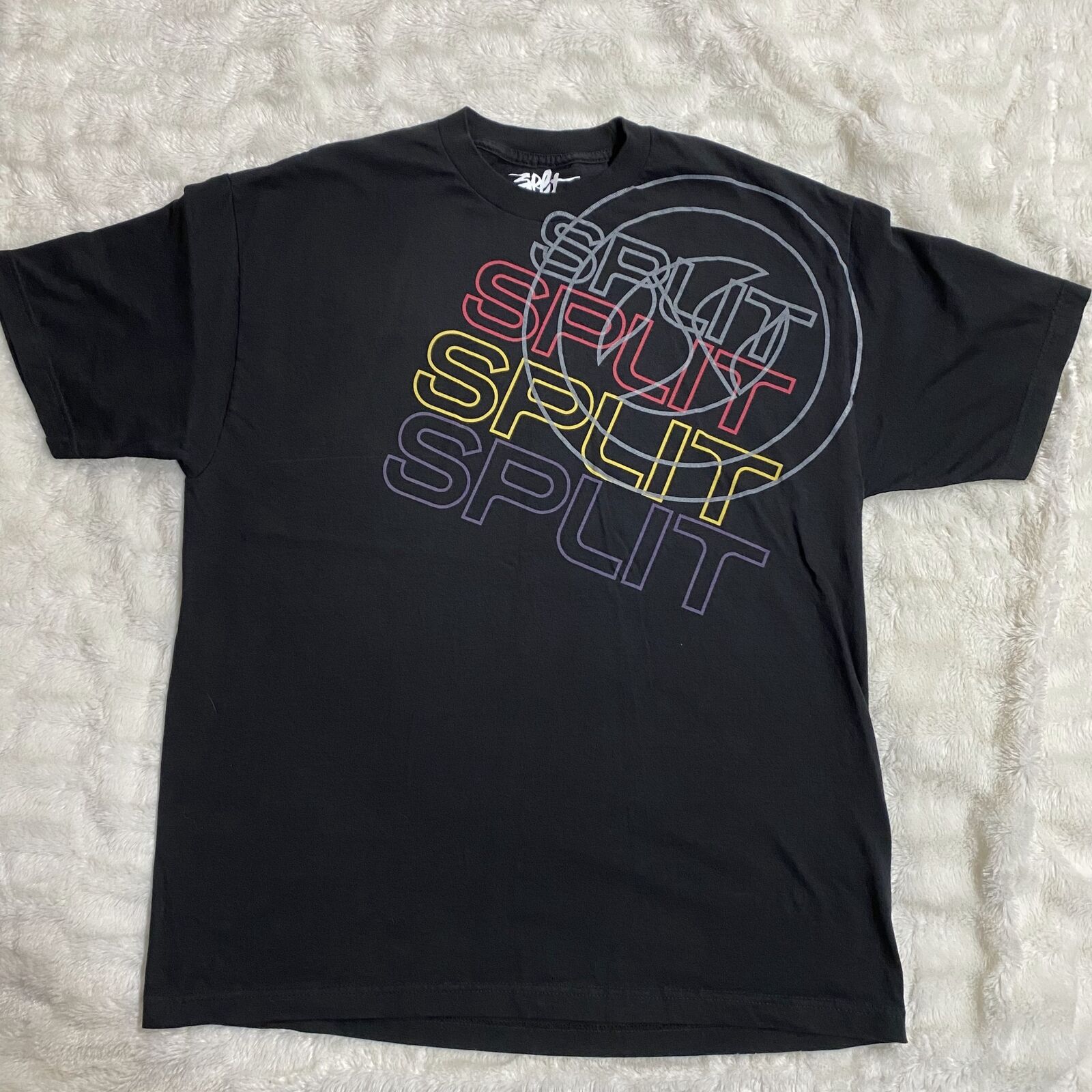 Split Mens Black 100% Cotton Logo Crewneck Short Sleeve T-Shirt Size Extra Large