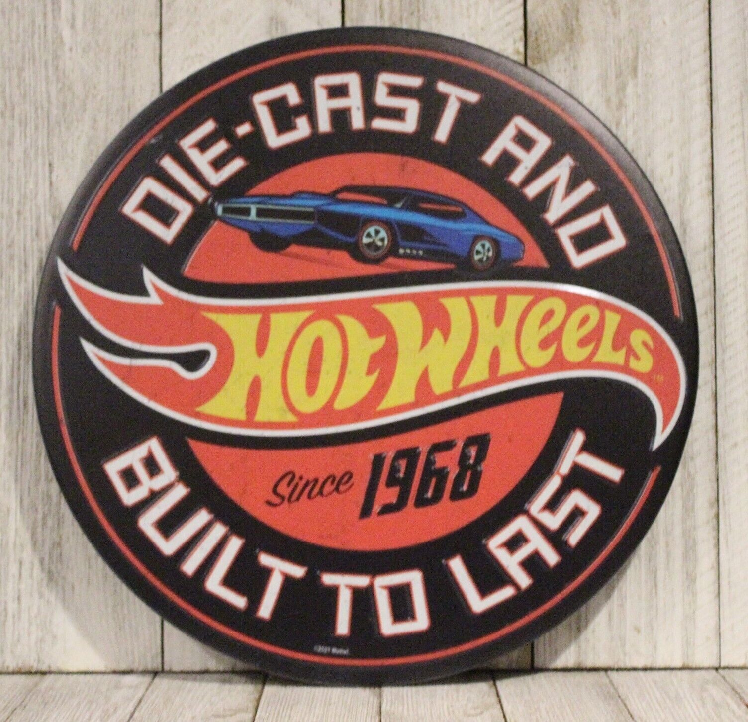 Hot Wheels Round Tin Metal Sign Toy Cars Boys Room Wall Art Man Cave Decor XZ