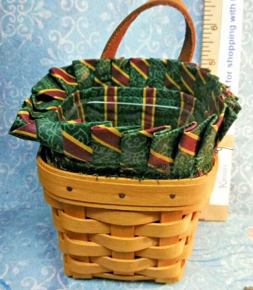 Vintage 1999 Longaberger Chives Hanging Booking 15211 Basket with Leather Handle