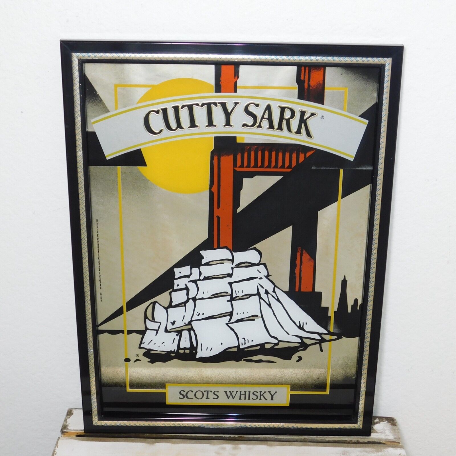 Vintage CUTTY SARK Scots Whisky San Francisco Skyline 20.25 X 15.25 Mirror Sign