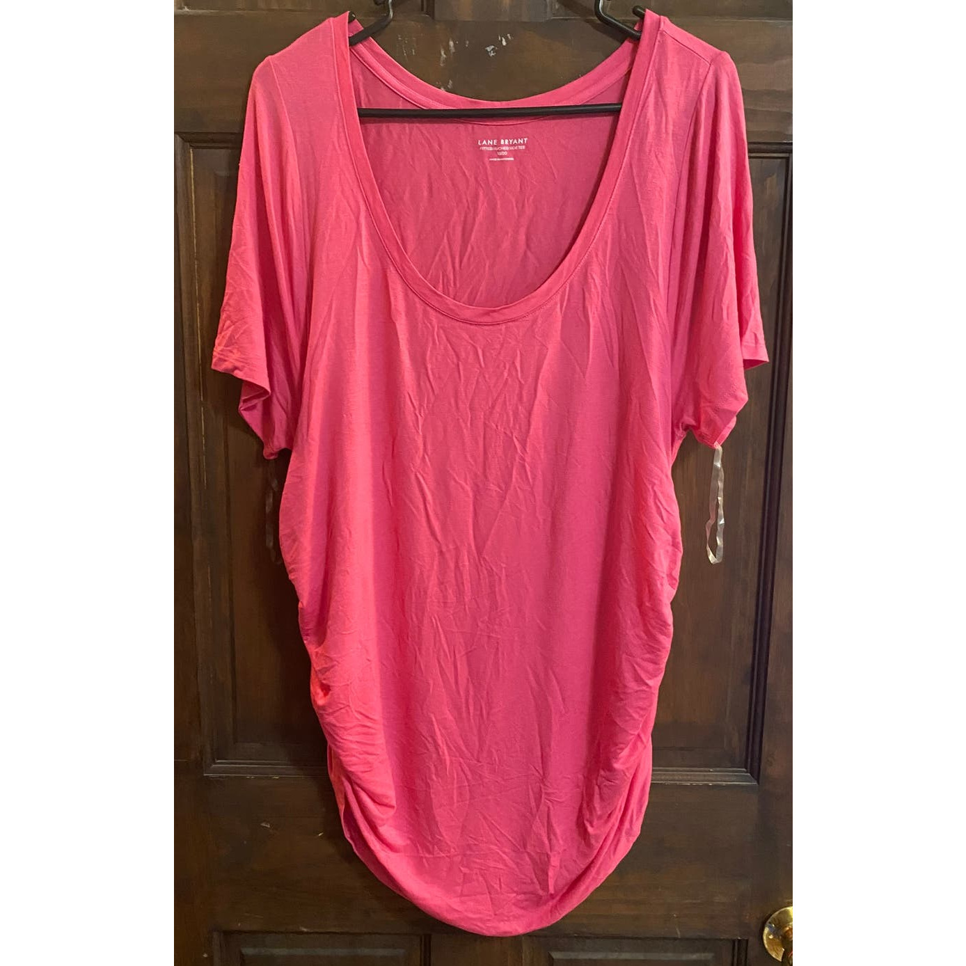 Lane Bryant Fitted Ruched Side Tee Pink Size 18/20 Rayon Spandex