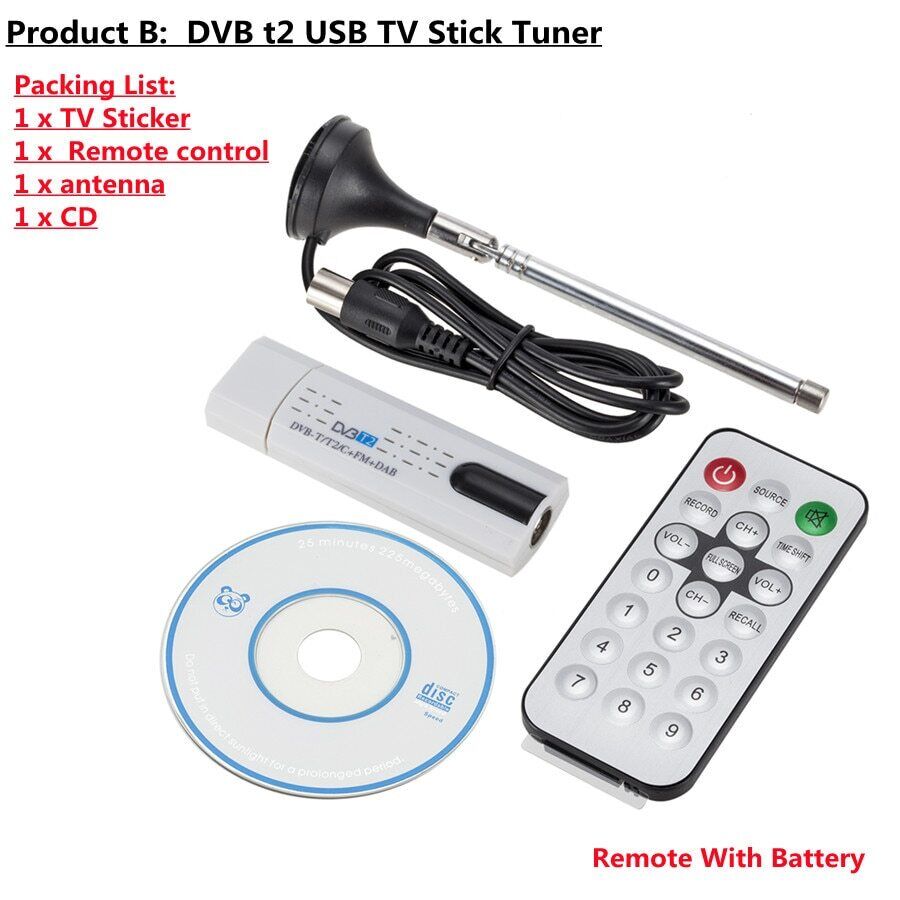 DVB t2 USB TV Stick Tuner USB TV Receiver DVB-T2/DVB-T/DVB-C/FM/DAB For PC