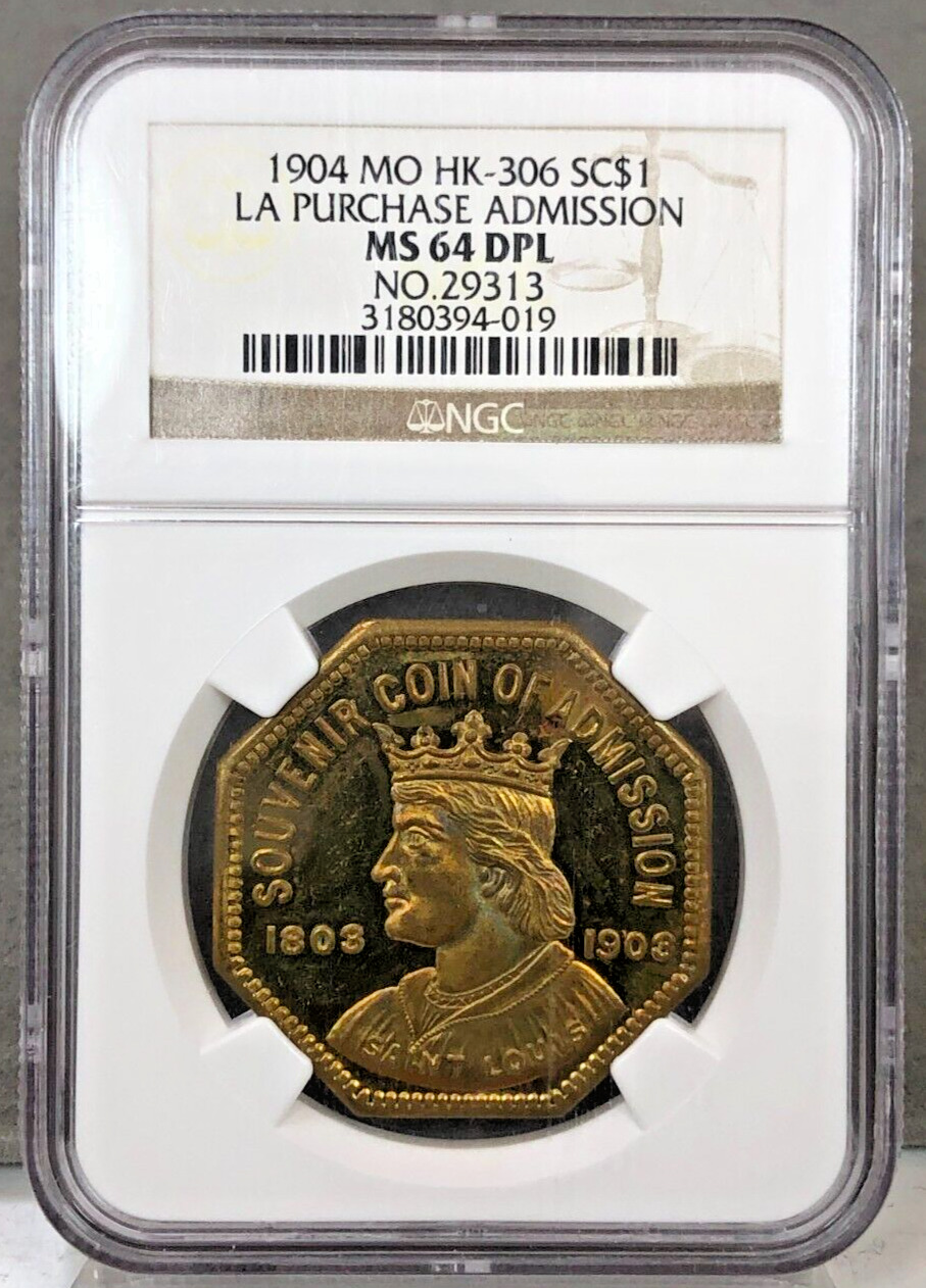 1904 LOUISIANA PURCHASE ADMISSION So-Called Dollar MO HK-306 SC$1 NGC MS64 DPL