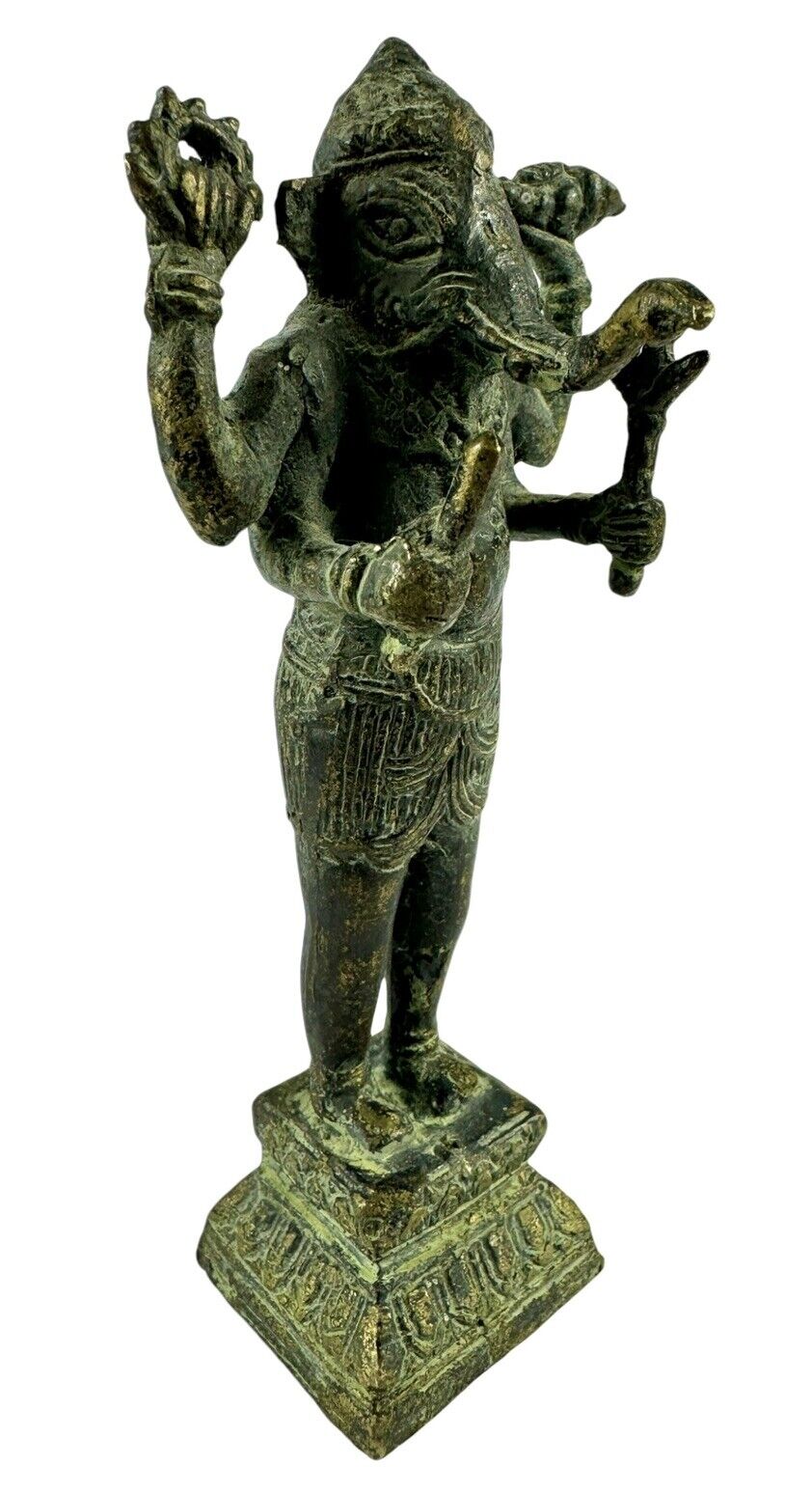Antique Khmer Bronze Statue Of Multi Arm Hindu God GANESHA